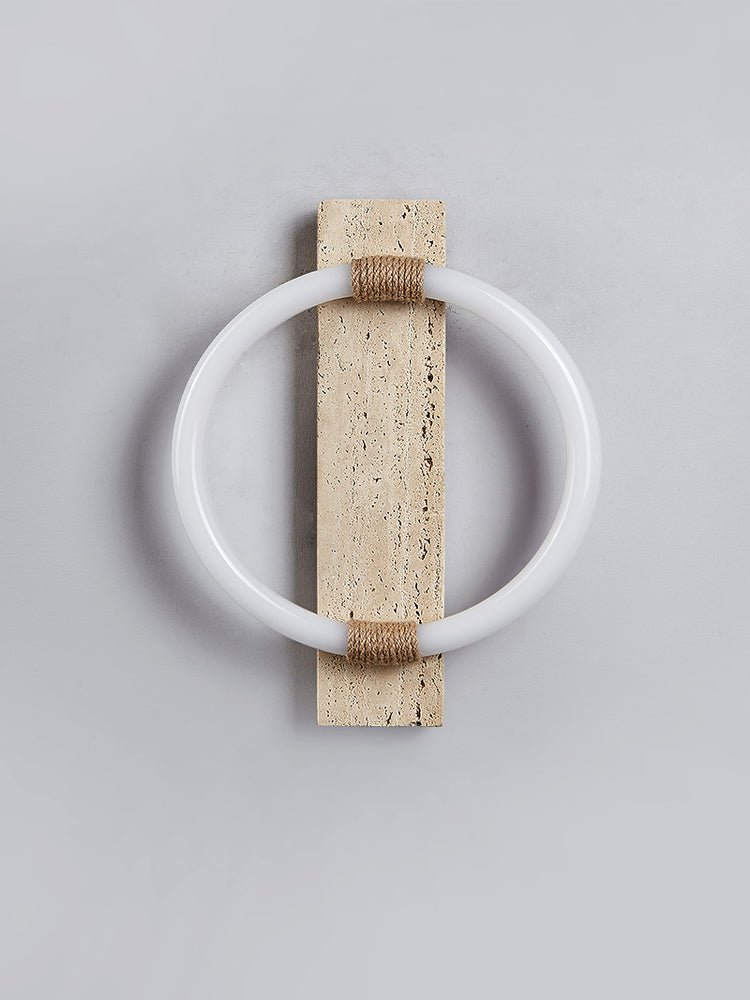 Iago Contemporary Travertine Ring Wall Lamp-Neutral Decor