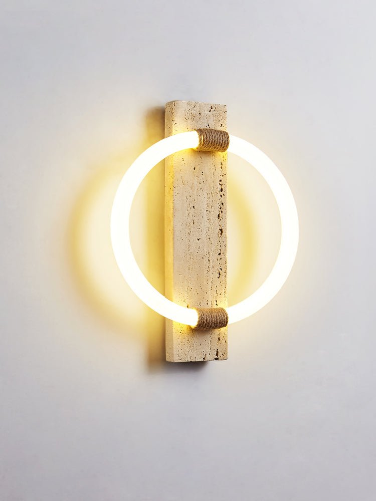 Iago Contemporary Travertine Ring Wall Lamp-Neutral Decor