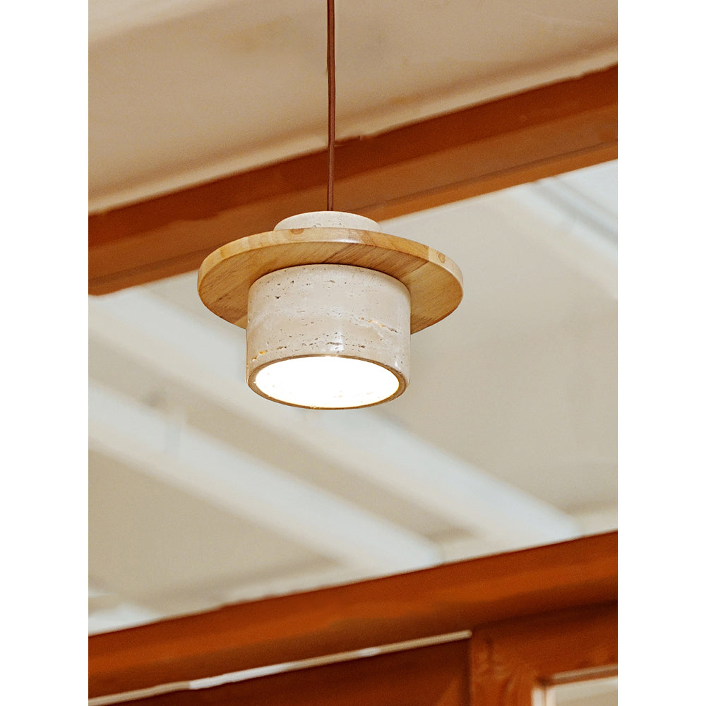 Angled view of the Stonova Duo Pendant Lamp showing its cylindrical shape.