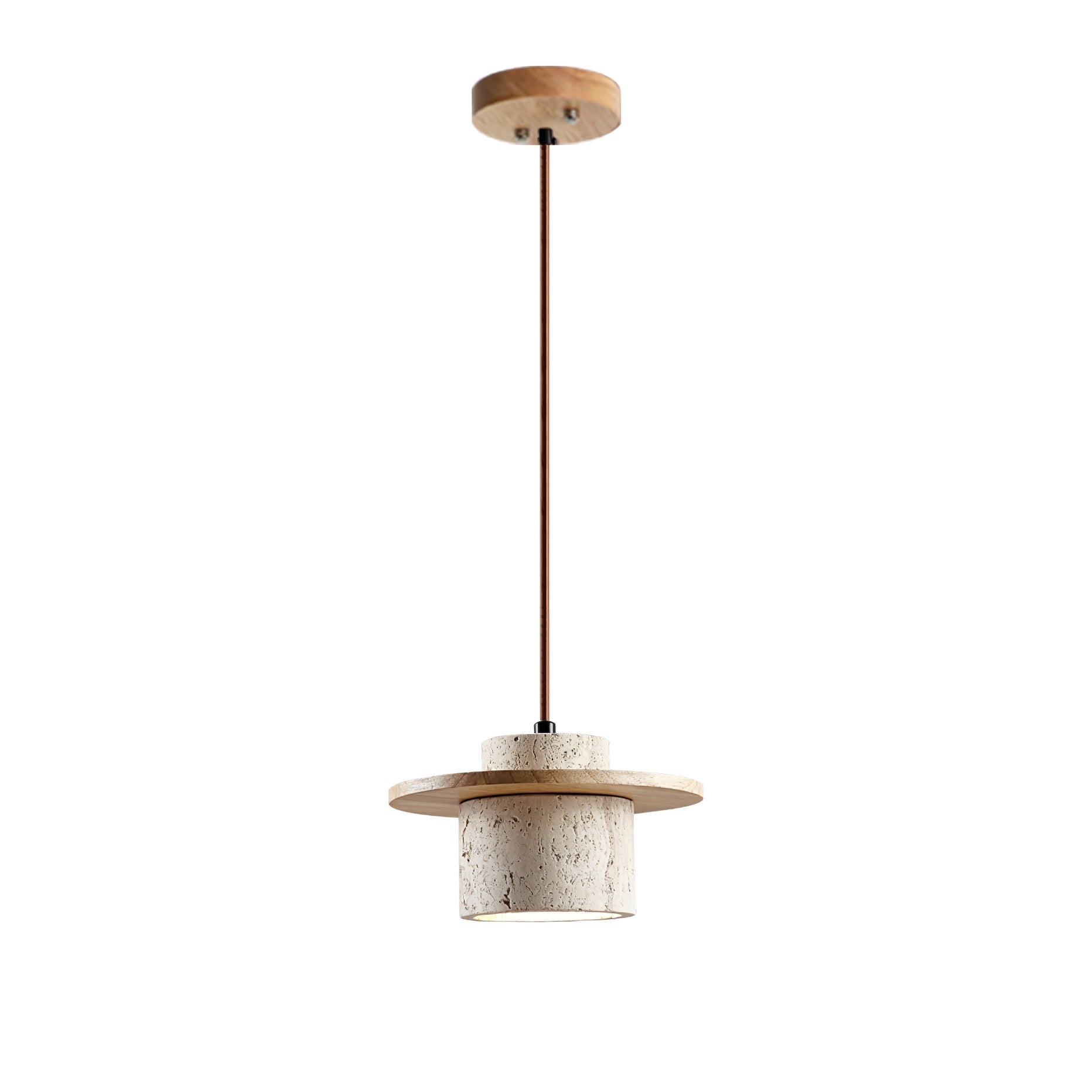 Halyn Disc Cylinder Travertine Pendant Light-Neutral Decor