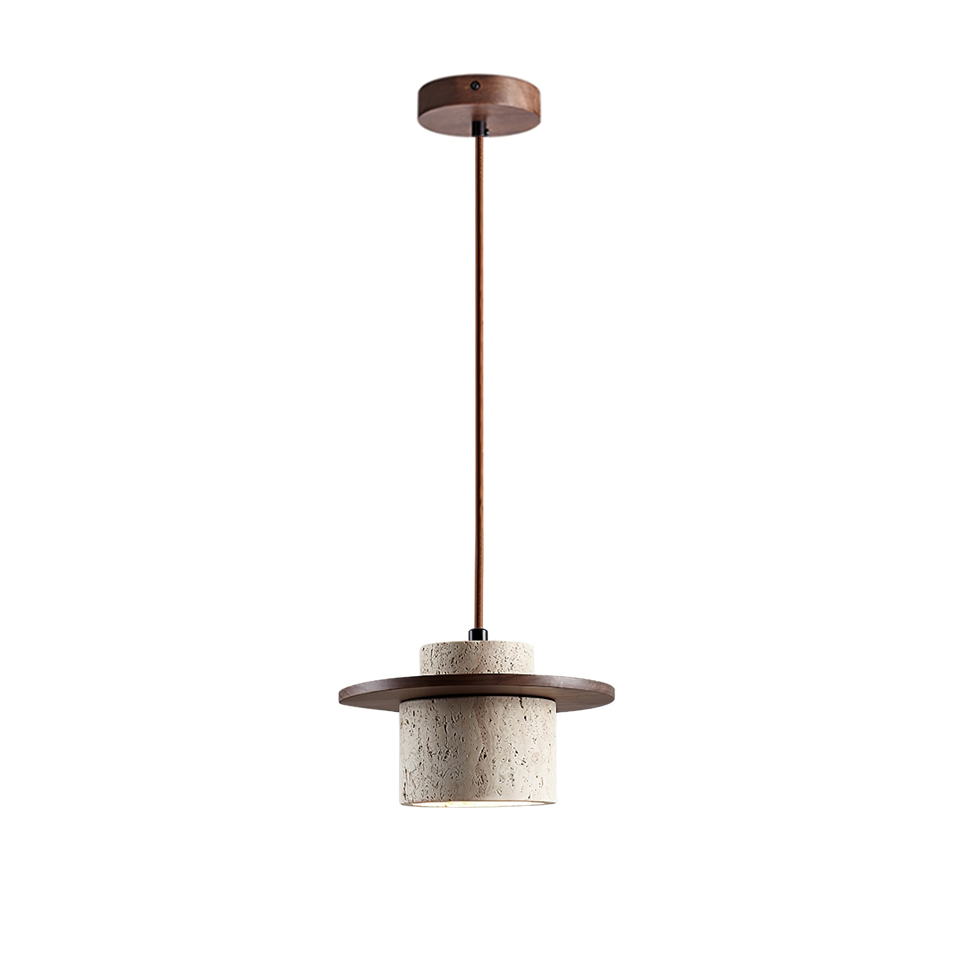 Halyn Disc Cylinder Travertine Pendant Light-Neutral Decor