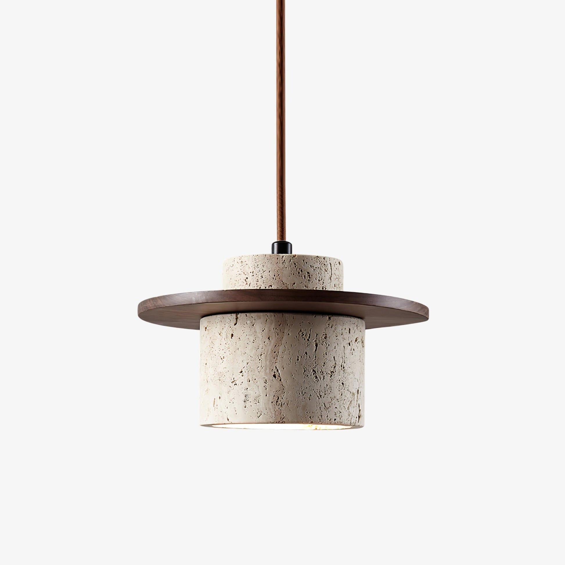Halyn Disc Cylinder Travertine Pendant Light-Neutral Decor