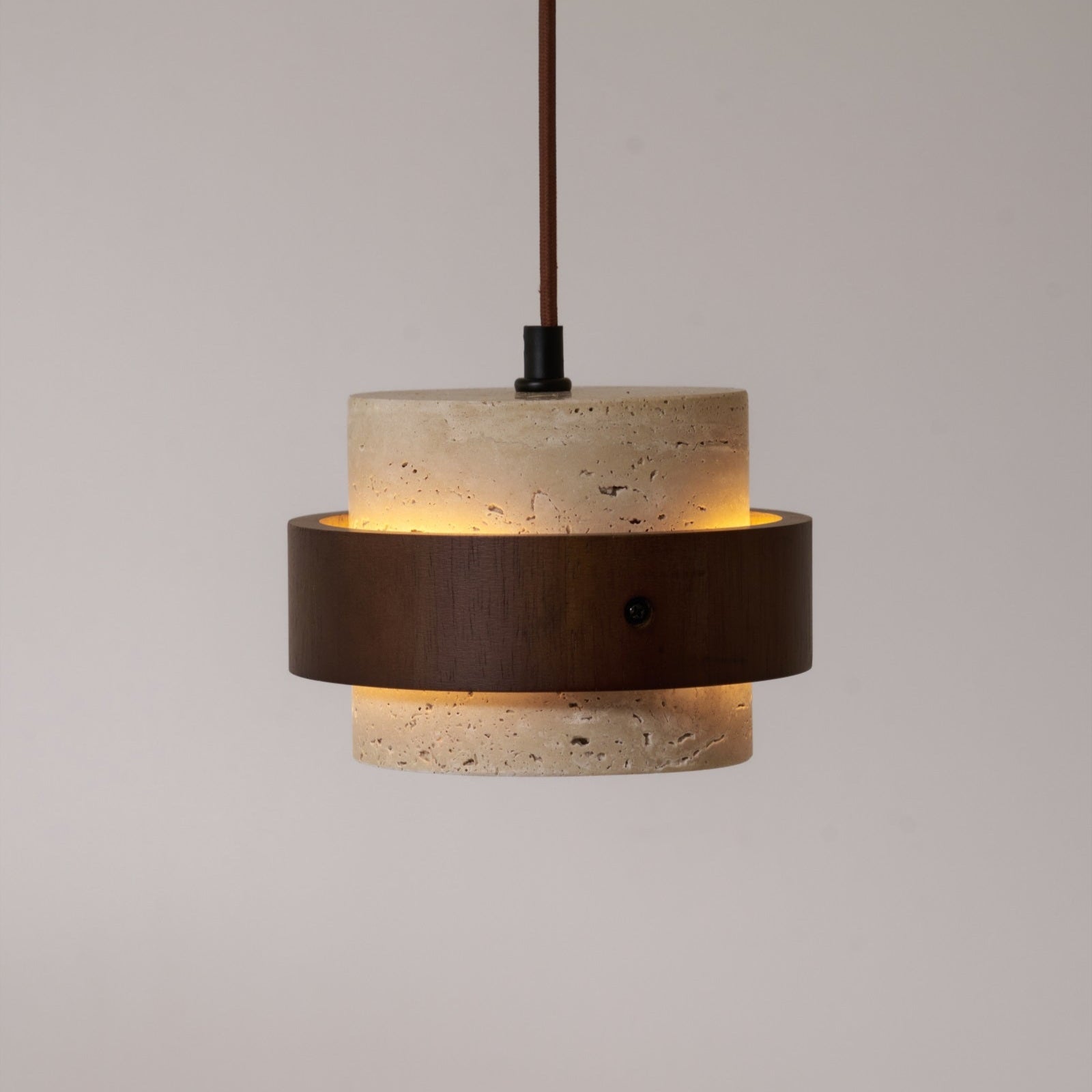 Cumirora Layered Cylinder Travertine Pendant Light-Neutral Decor
