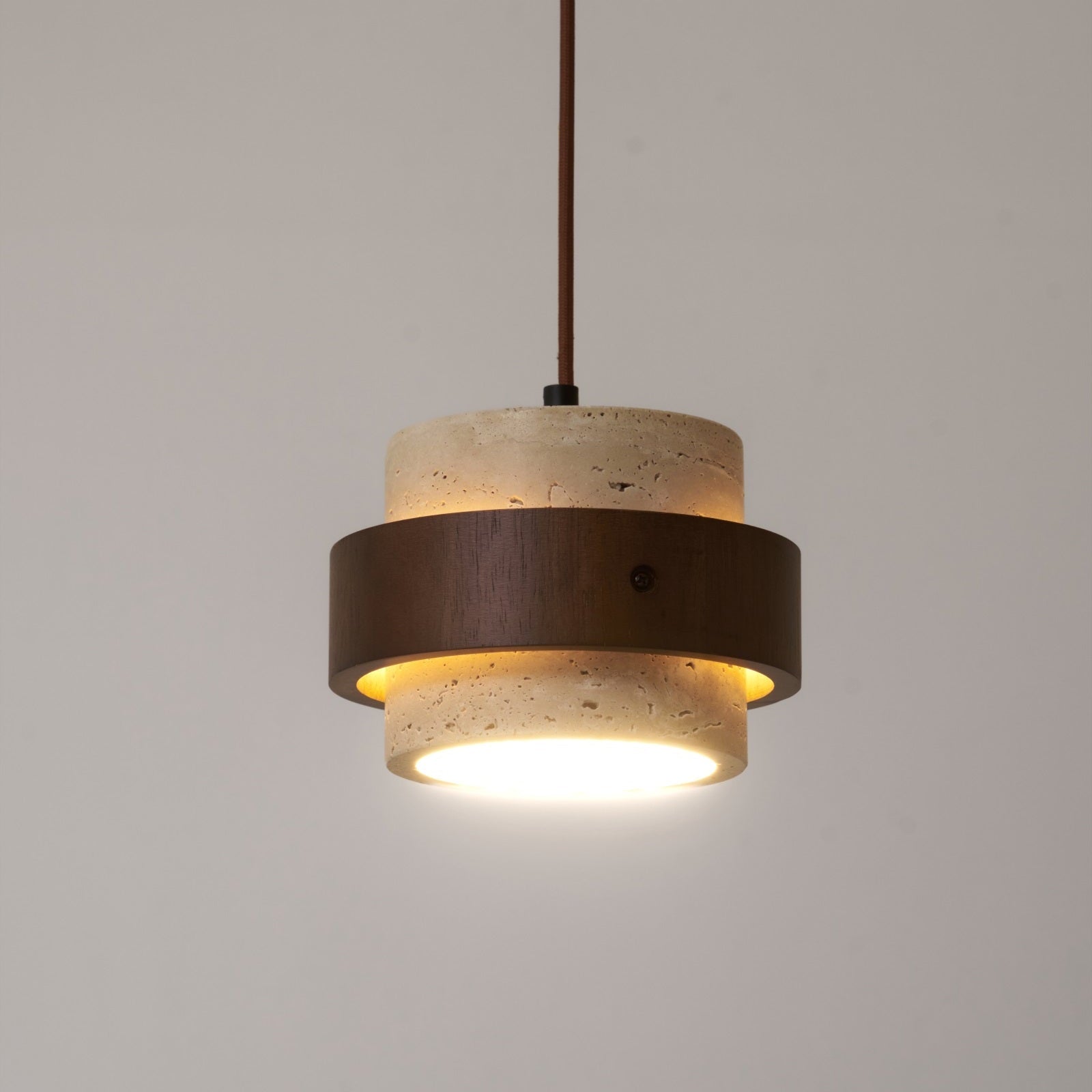 Cumirora Layered Cylinder Travertine Pendant Light-Neutral Decor