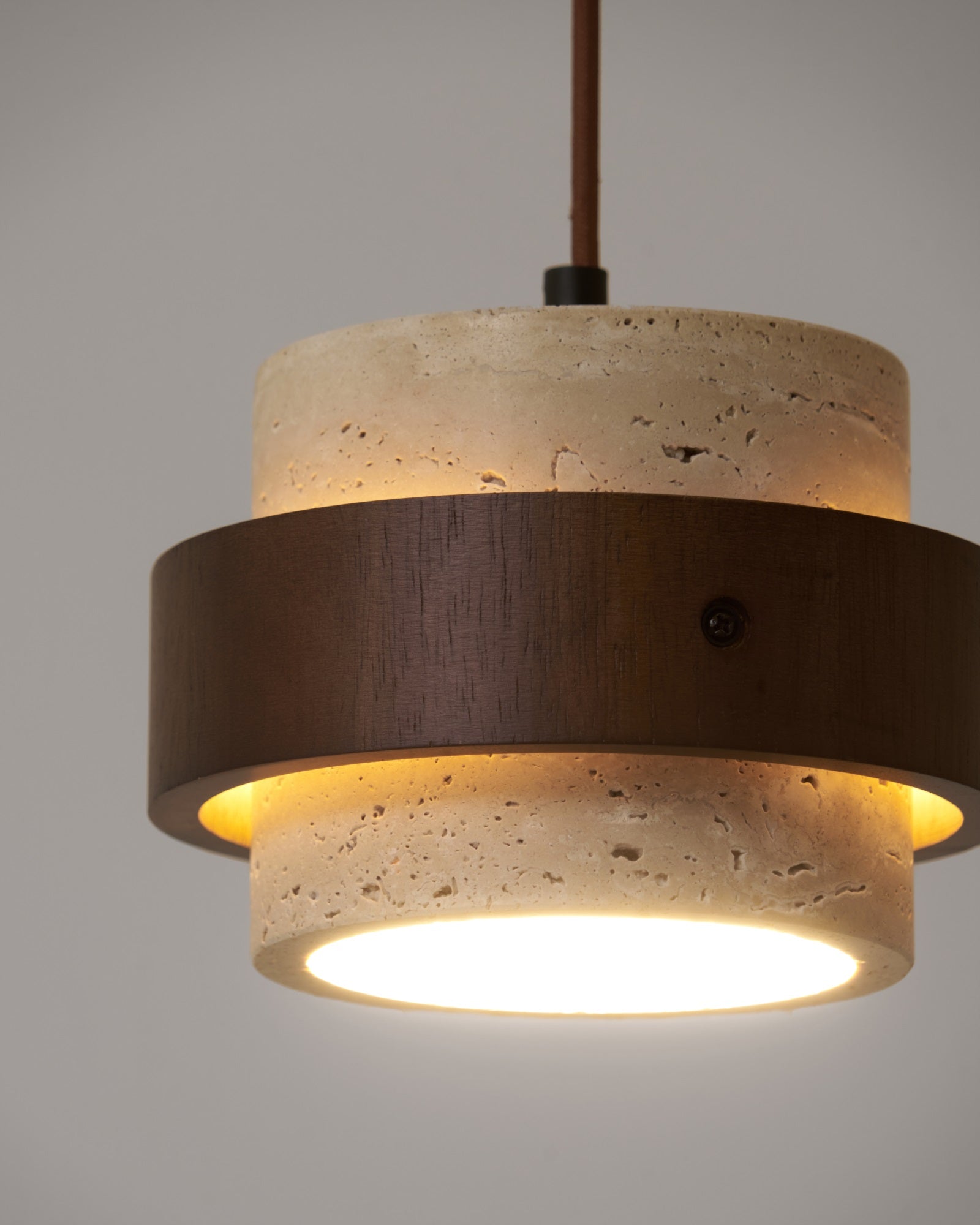 Cumirora Layered Cylinder Travertine Pendant Light-Neutral Decor