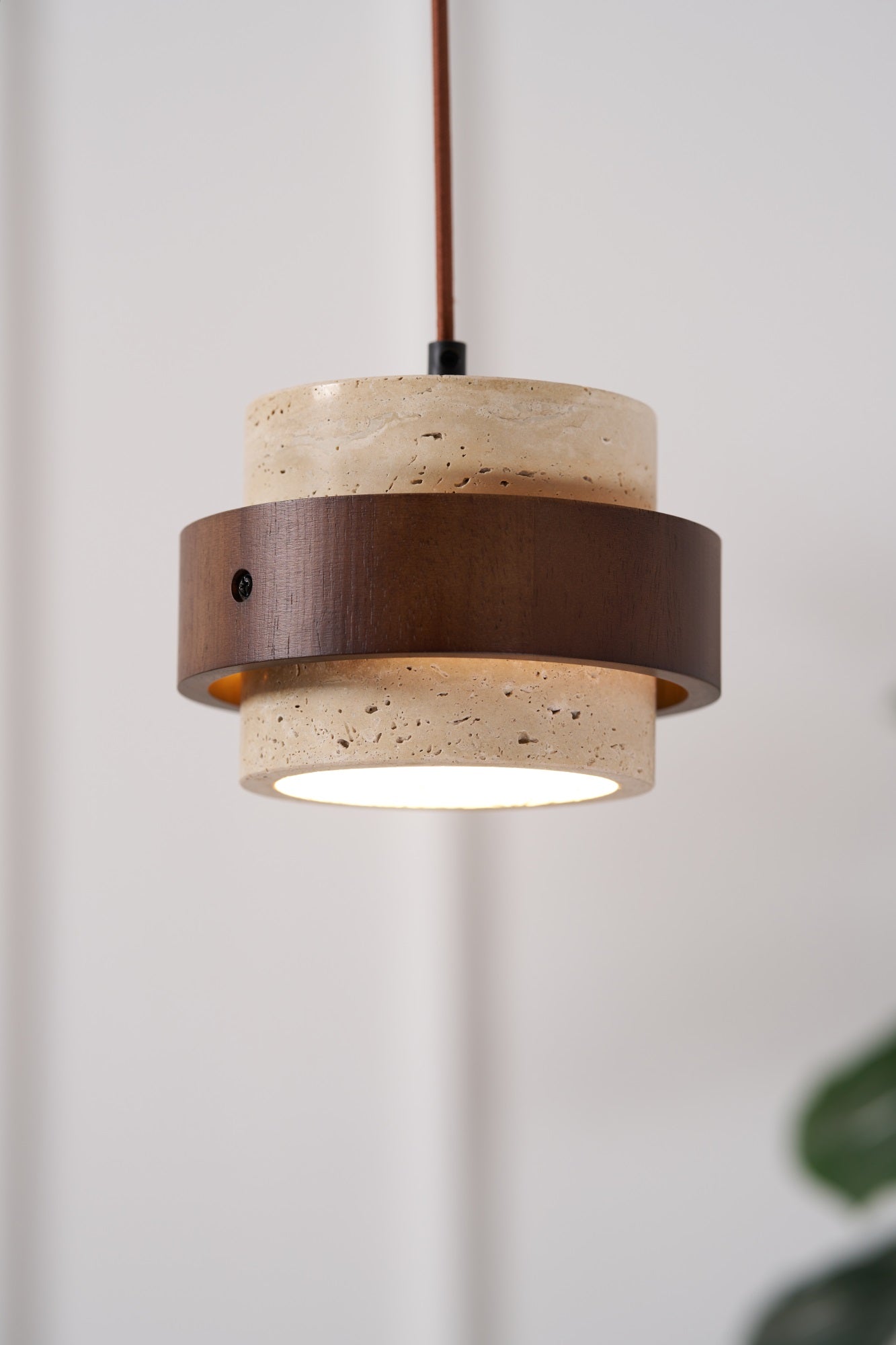 Cumirora Layered Cylinder Travertine Pendant Light-Neutral Decor