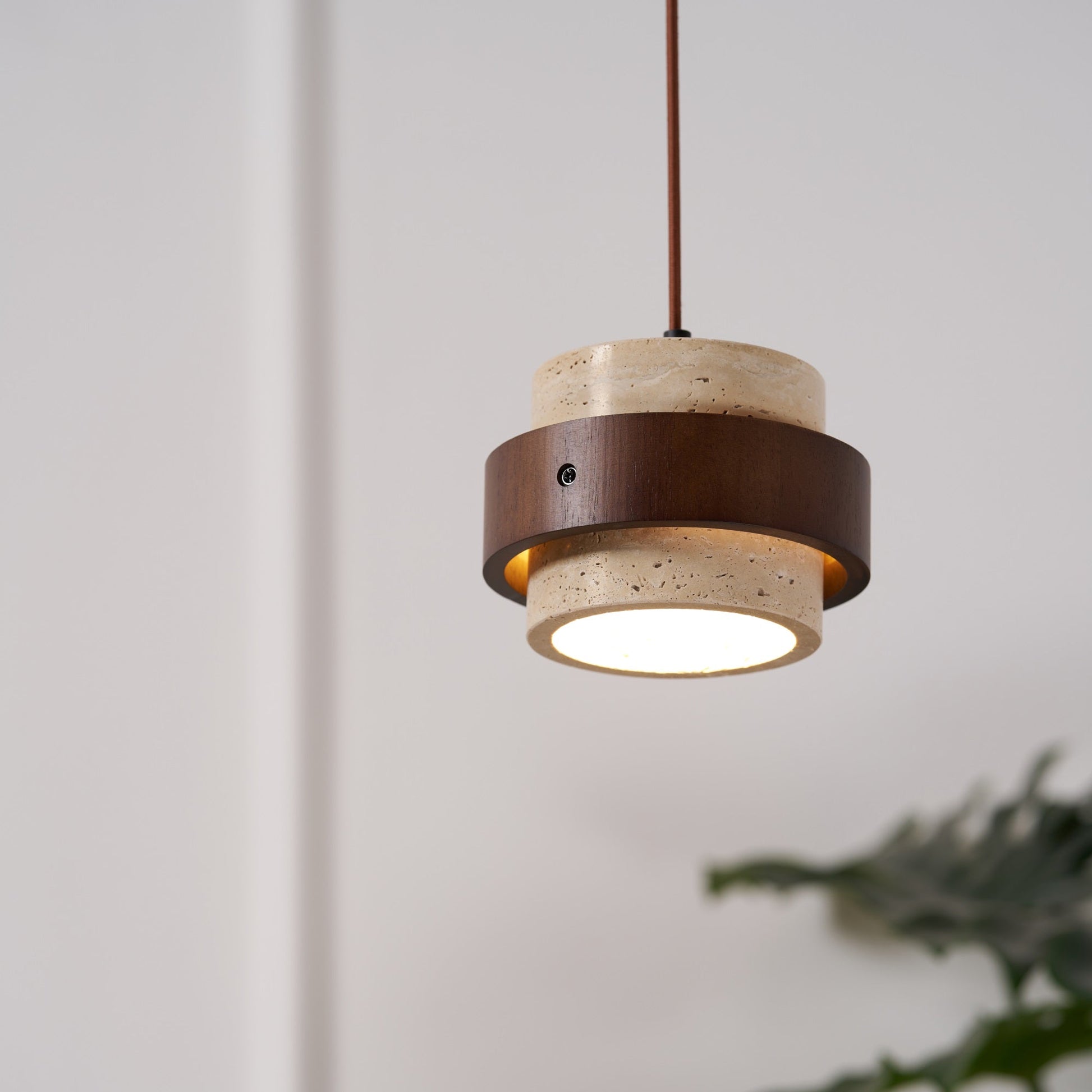 Cumirora Layered Cylinder Travertine Pendant Light-Neutral Decor