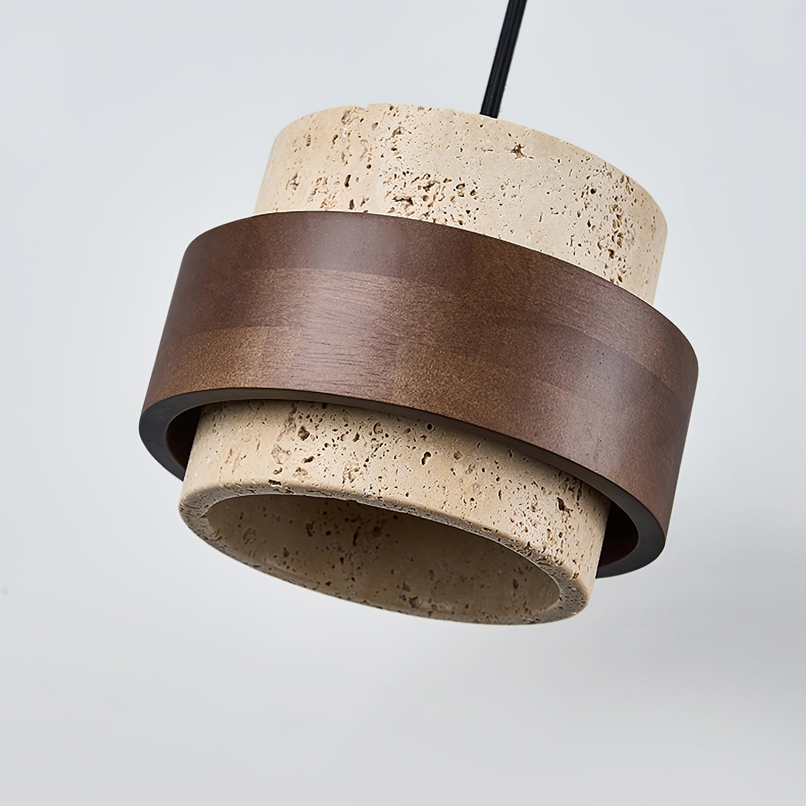 Cumirora Layered Cylinder Travertine Pendant Light-Neutral Decor