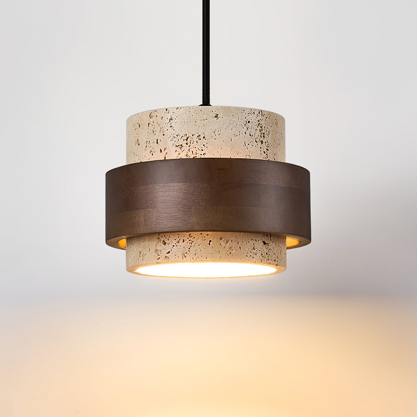 Cumirora Layered Cylinder Travertine Pendant Light-Neutral Decor