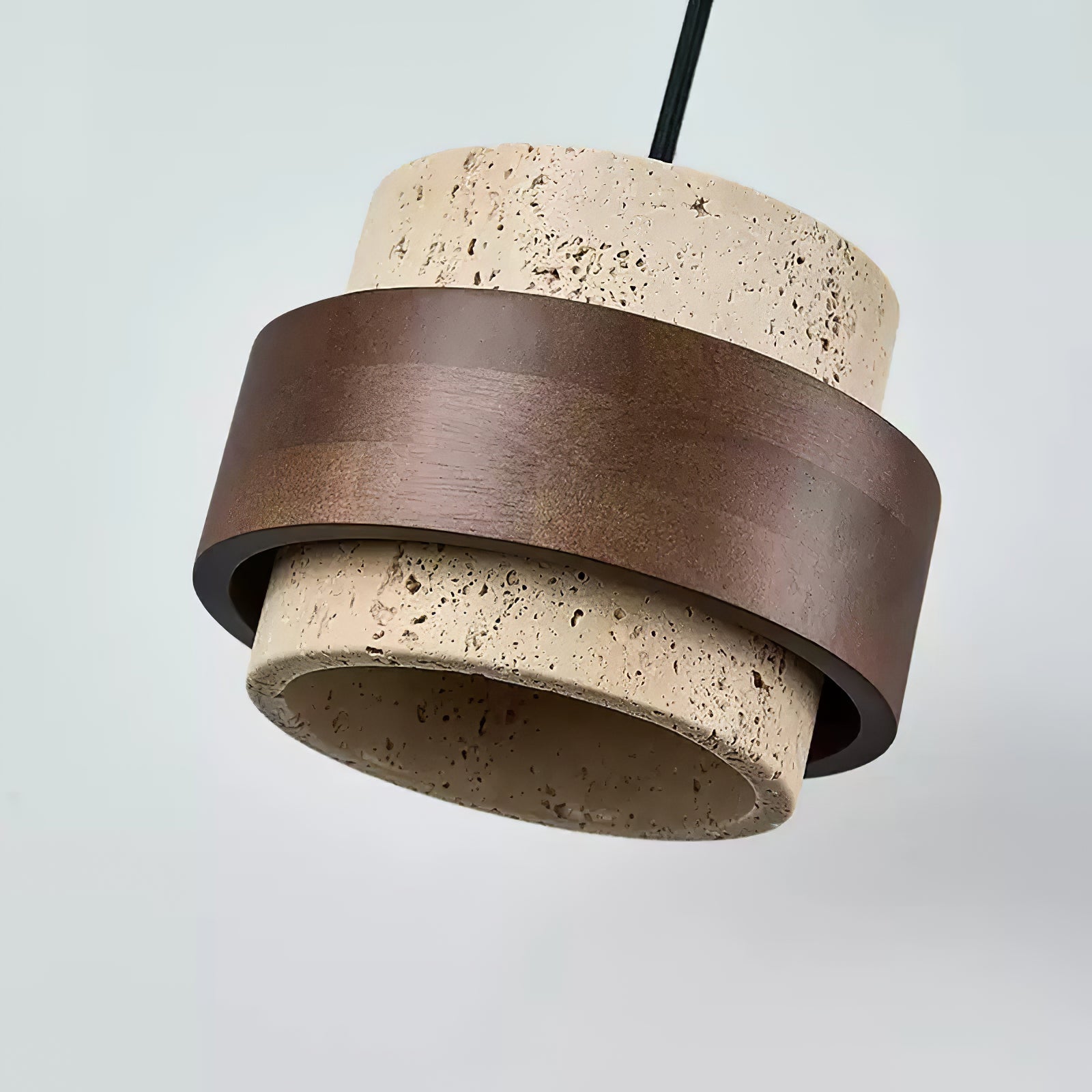 Cumirora Layered Cylinder Travertine Pendant Light-Neutral Decor
