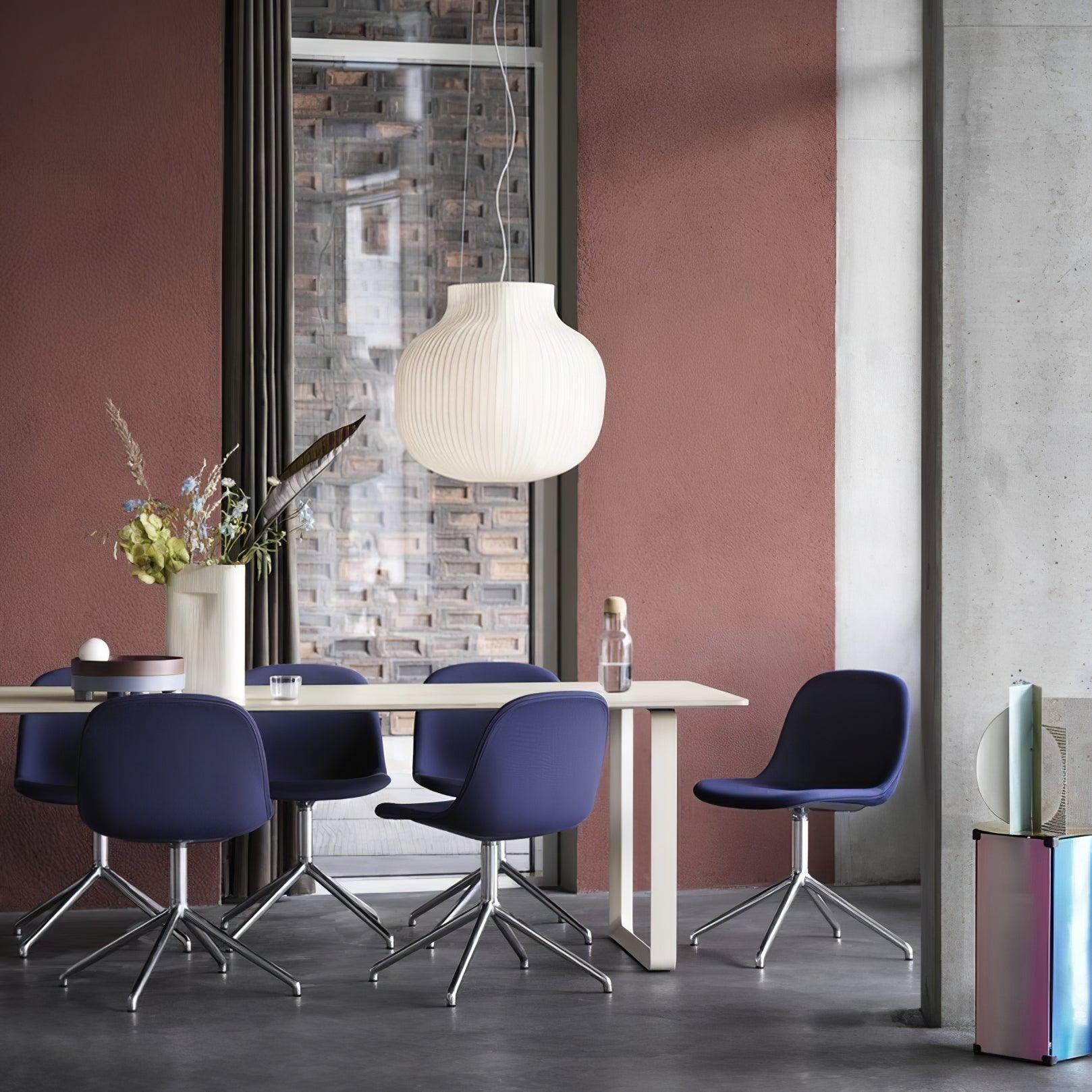 Pendant Light Silk Bell Shade Pleated Curved Modern Minimalist