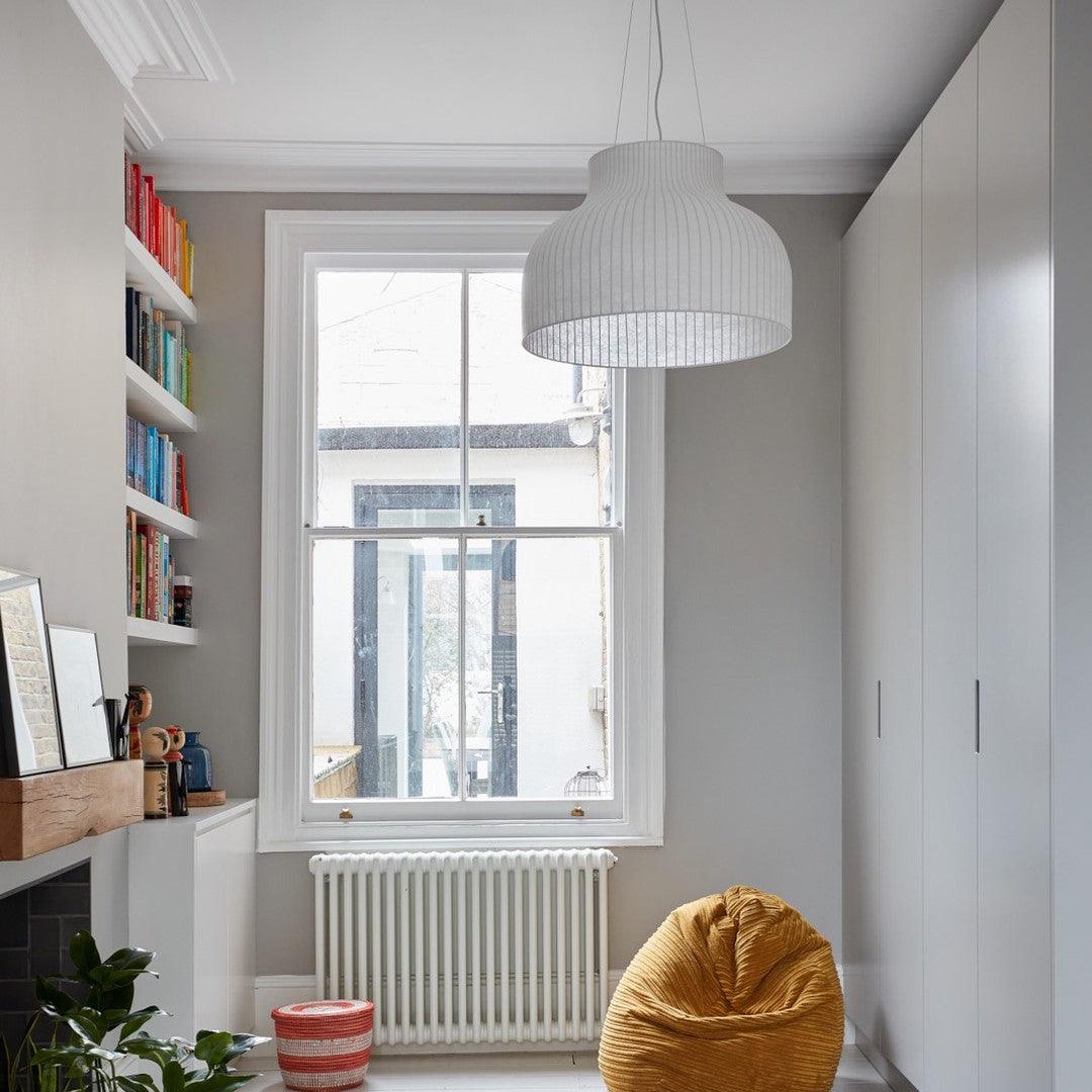 Pendant Light Silk Bell Shade Pleated Curved Modern Minimalist