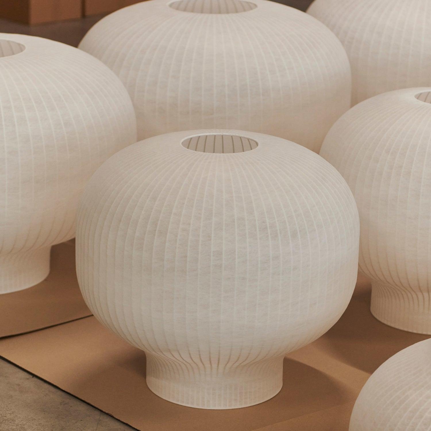 Pendant Light Silk Bell Shade Pleated Curved Modern Minimalist
