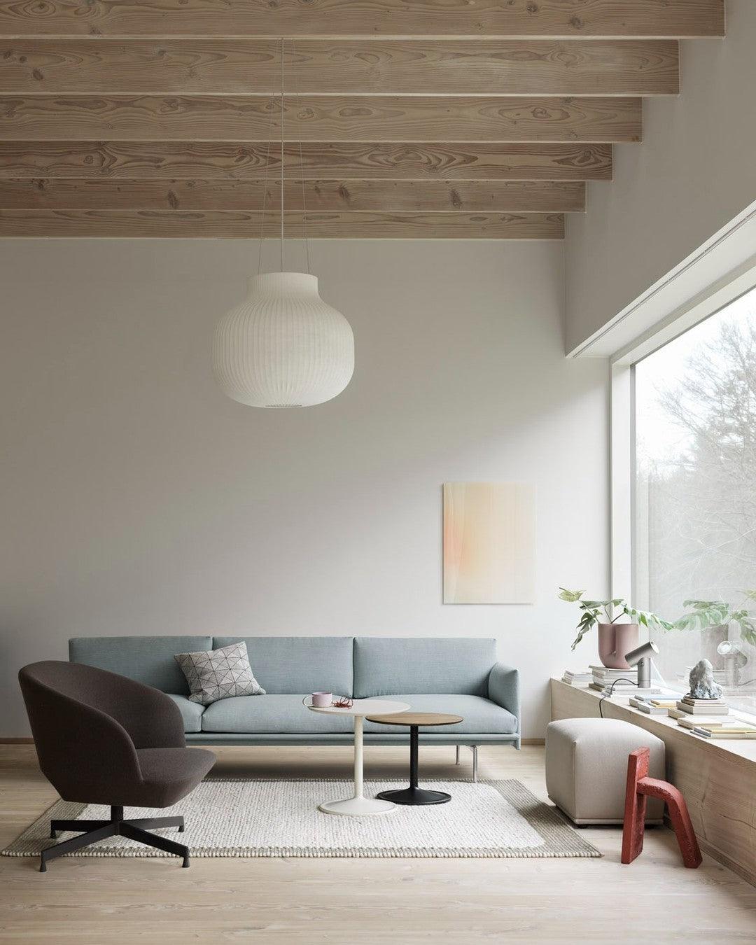 Pendant Light Silk Bell Shade Pleated Curved Modern Minimalist