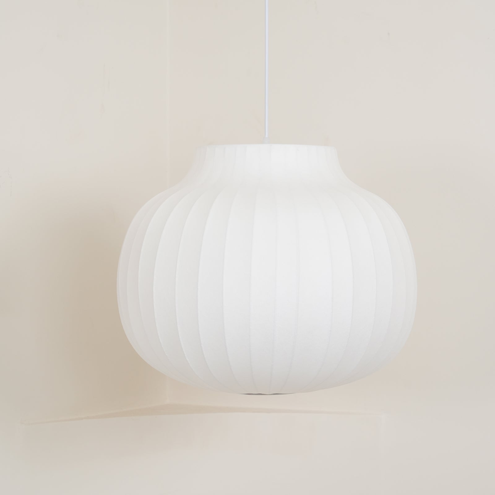 Pendant Light Silk Bell Shade Pleated Curved Modern Minimalist