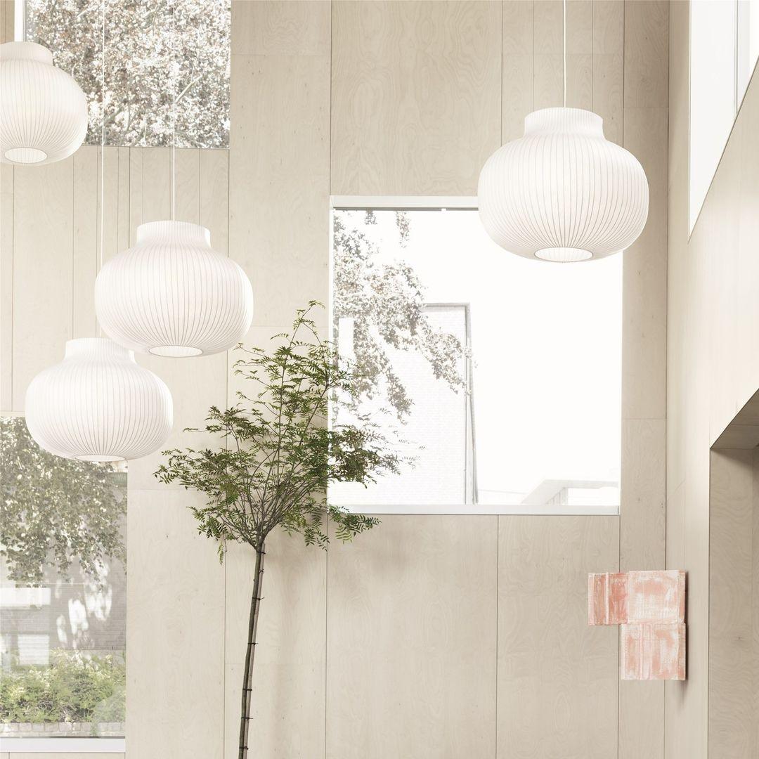 Pendant Light Silk Bell Shade Pleated Curved Modern Minimalist