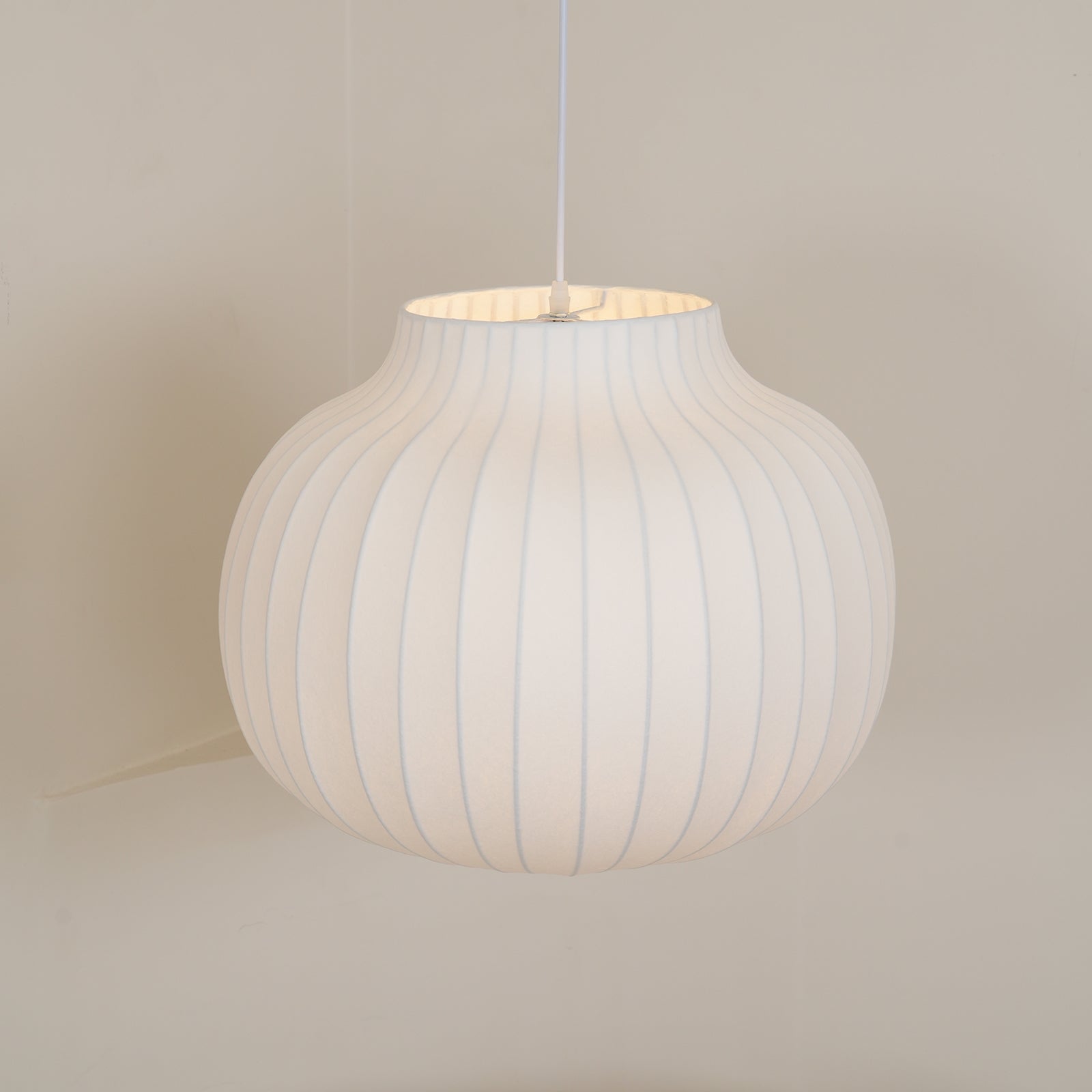 Pendant Light Silk Bell Shade Pleated Curved Modern Minimalist