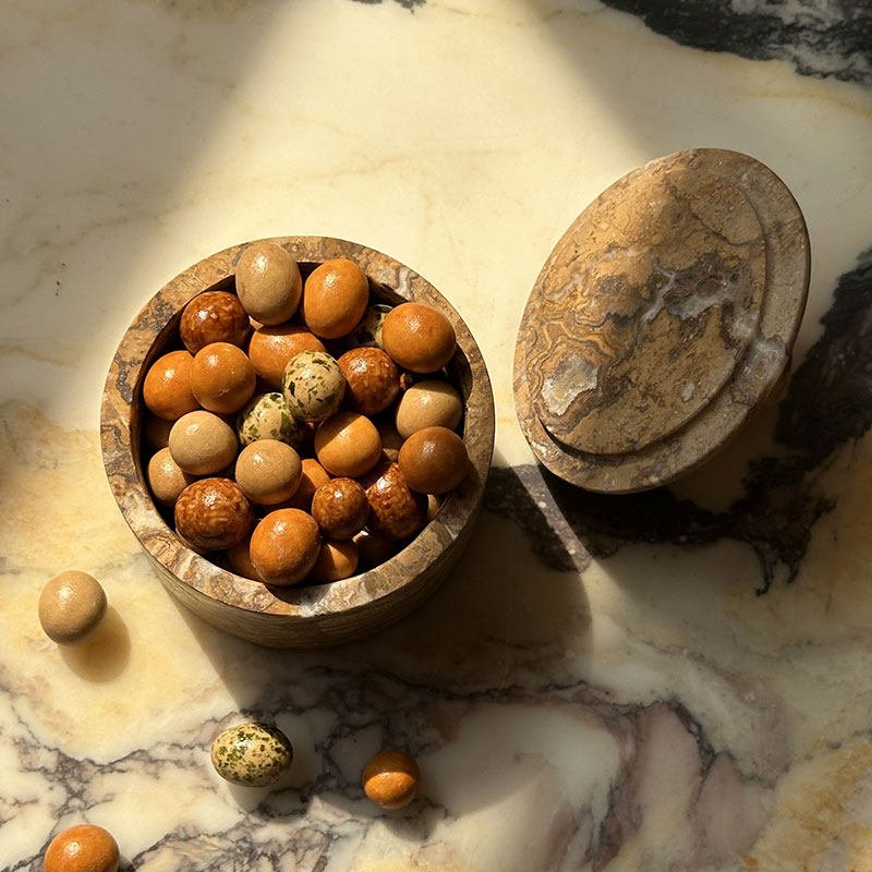 Strata Sphere Stone Storage Box-Neutral Decor