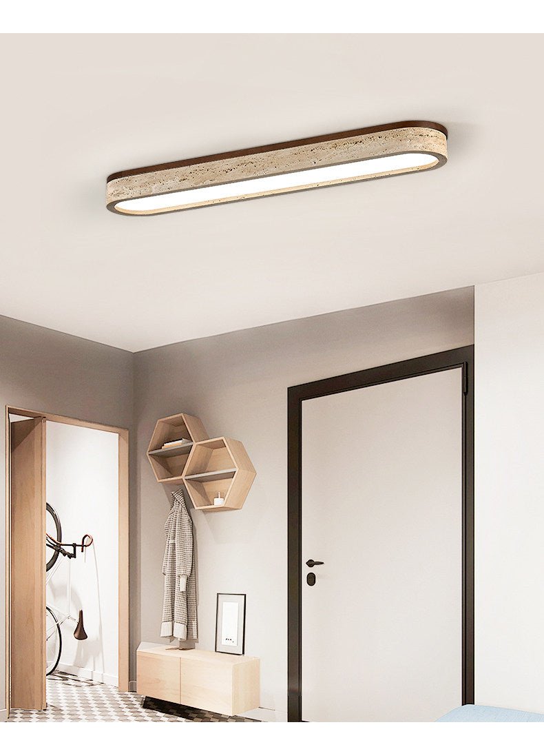 Kirbe Yellow Travertine Linear Ceiling Light-Neutral Decor