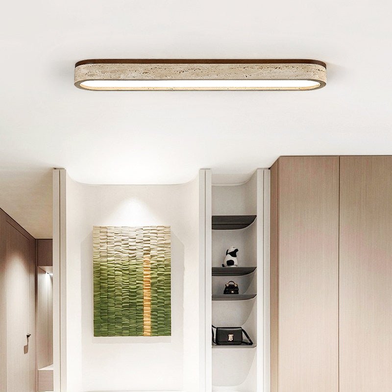 Kirbe Yellow Travertine Linear Ceiling Light-Neutral Decor