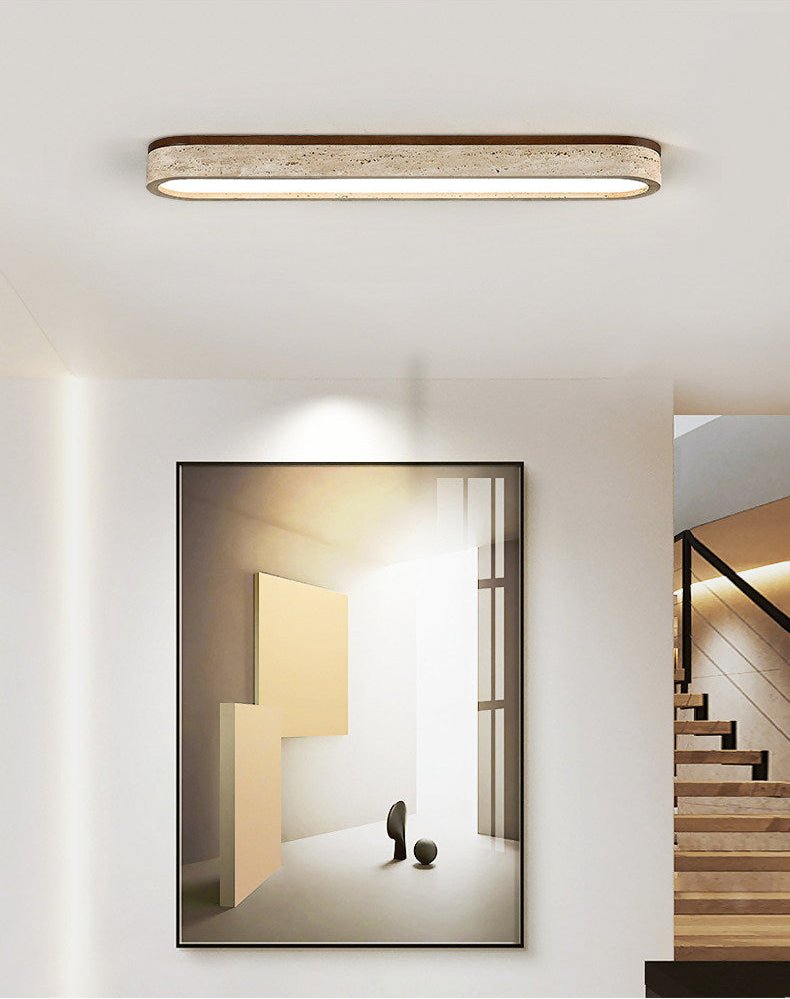 Kirbe Yellow Travertine Linear Ceiling Light-Neutral Decor