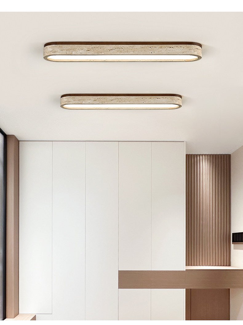 Kirbe Yellow Travertine Linear Ceiling Light-Neutral Decor