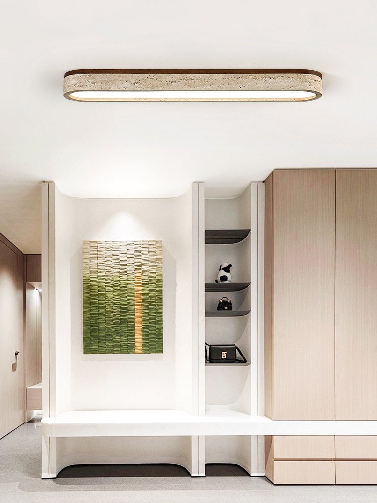 Kirbe Yellow Travertine Linear Ceiling Light-Neutral Decor