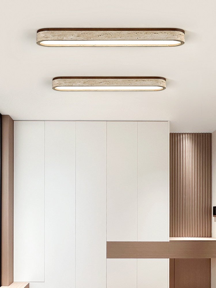Kirbe Yellow Travertine Linear Ceiling Light-Neutral Decor