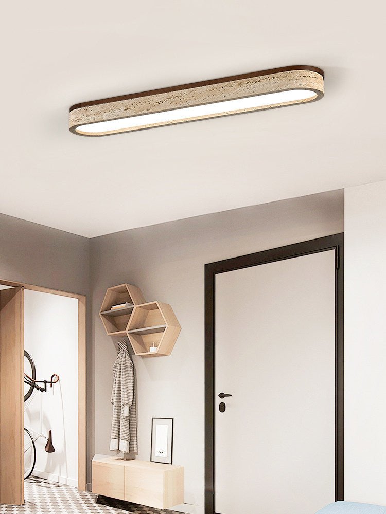 Kirbe Yellow Travertine Linear Ceiling Light-Neutral Decor