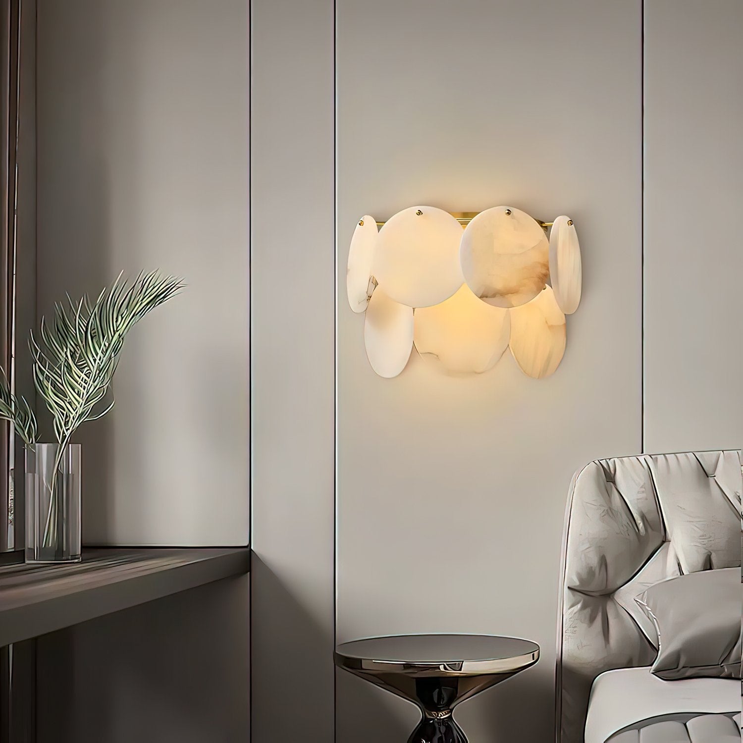 Strata Lumina Alabaster Wall Sconce-Neutral Decor