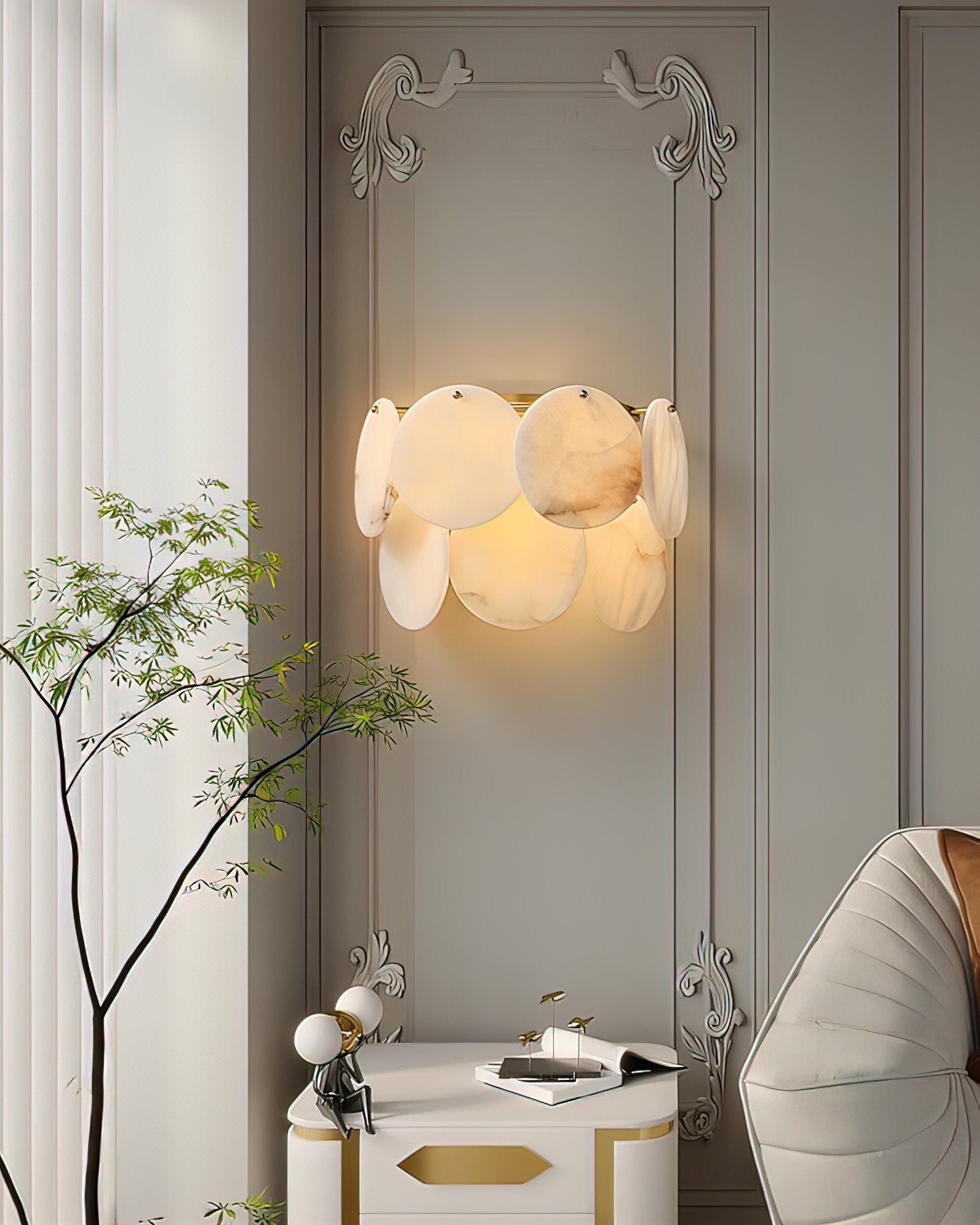 Strata Lumina Alabaster Wall Sconce-Neutral Decor