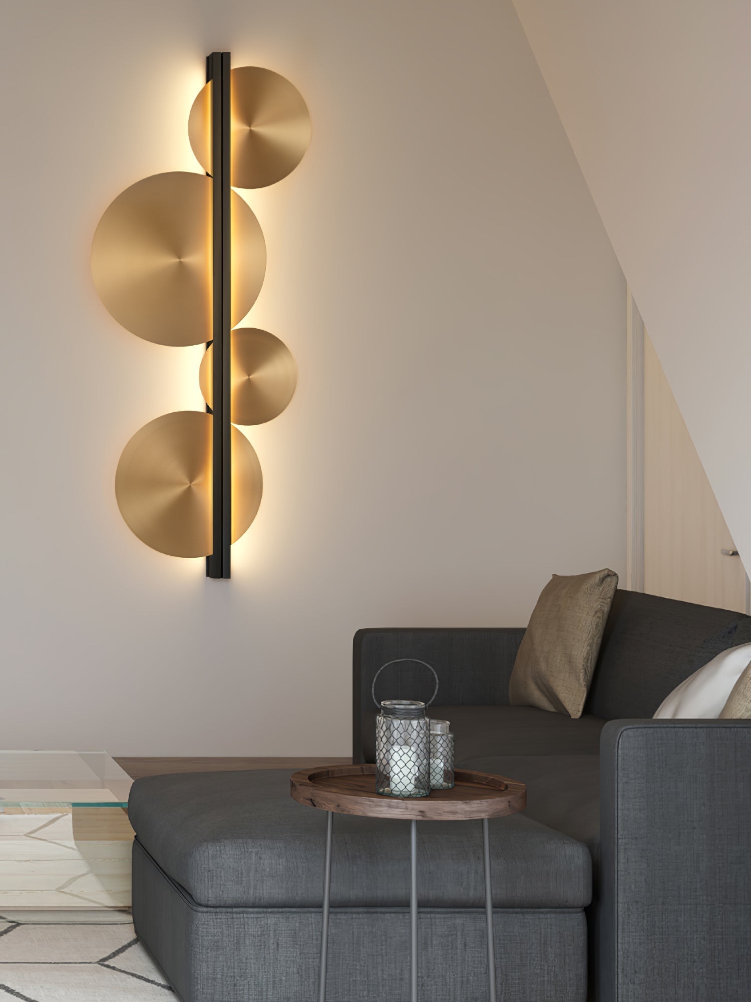 Lustra Wall Lamp Gold Circular Sculptural-Neutral Decor