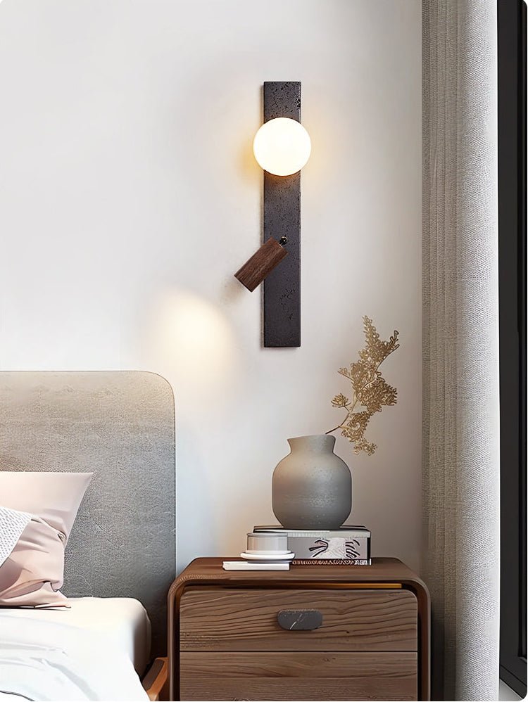 Nirv Beam Black Travertine Modern Wall Lamp-Neutral Decor