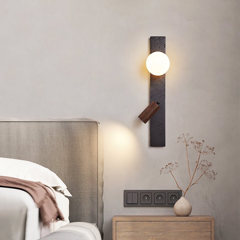 Nirv Beam Black Travertine Modern Wall Lamp-Neutral Decor