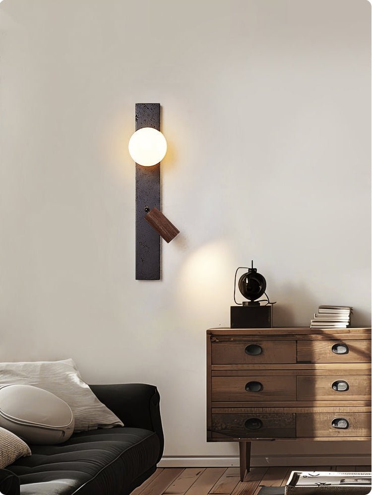 Nirv Beam Black Travertine Modern Wall Lamp-Neutral Decor