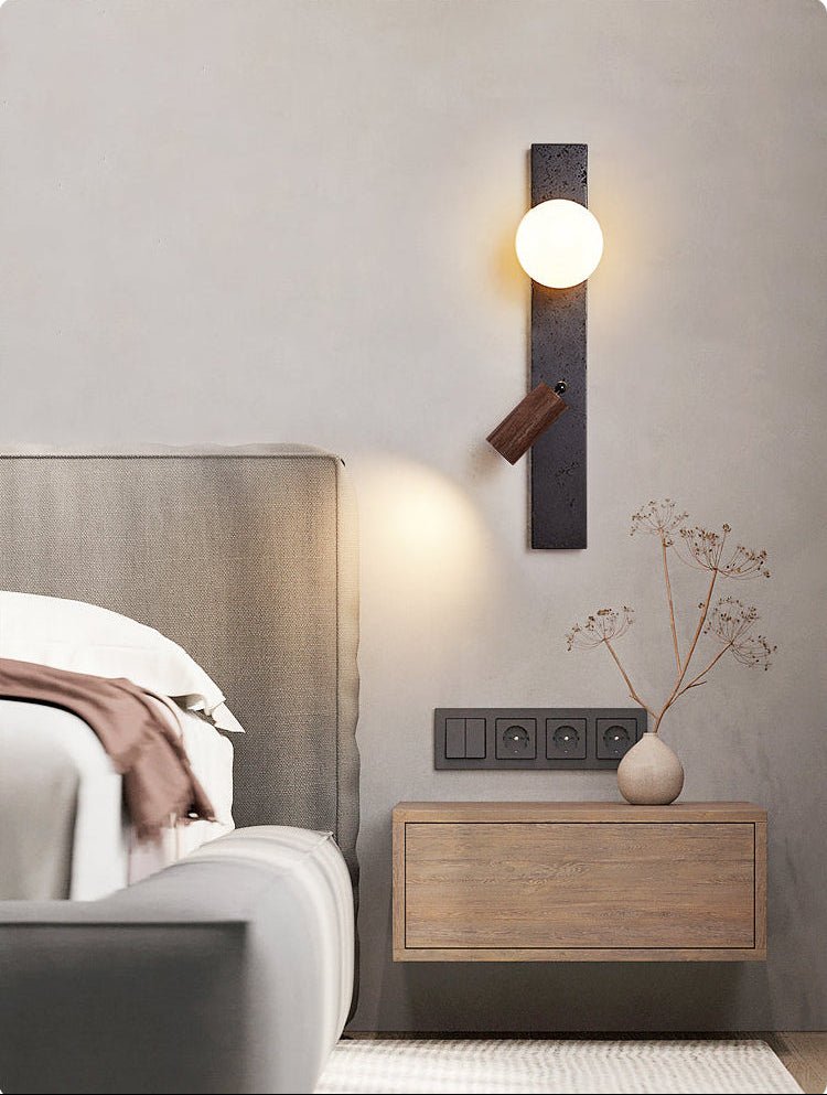 Nirv Beam Black Travertine Modern Wall Lamp-Neutral Decor