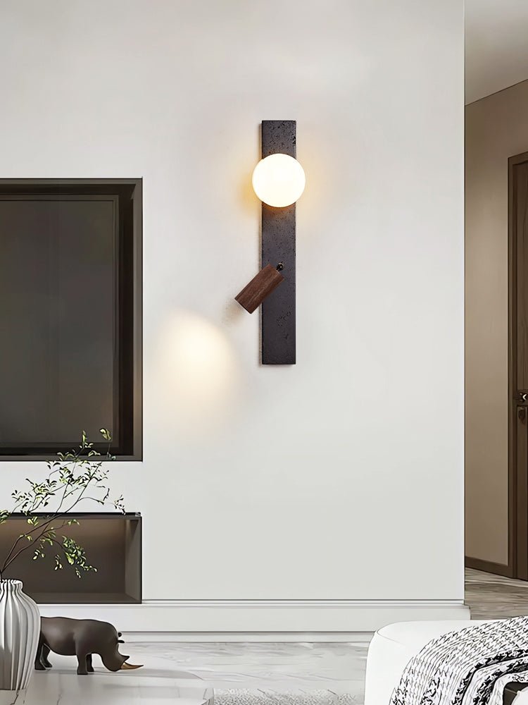Nirv Beam Black Travertine Modern Wall Lamp-Neutral Decor