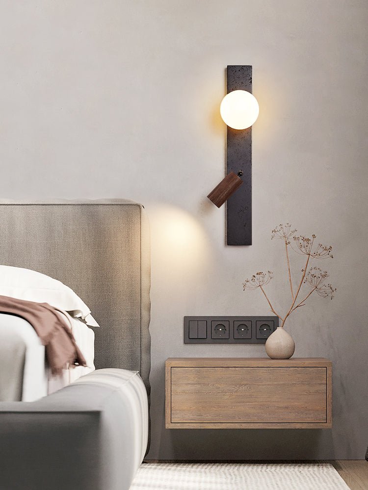 Nirv Beam Black Travertine Modern Wall Lamp-Neutral Decor