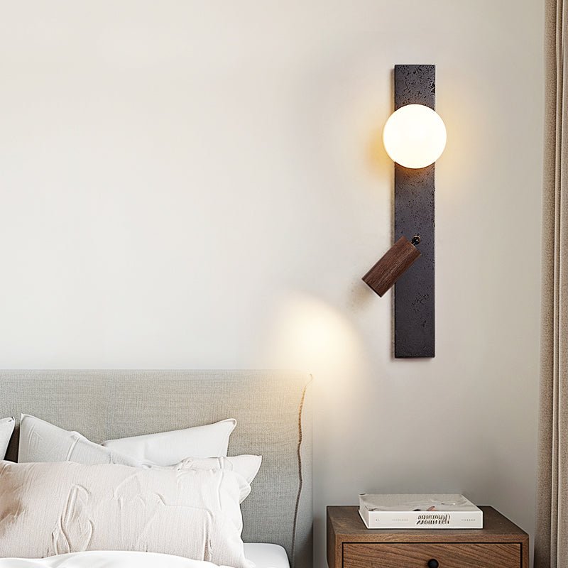 Nirv Beam Black Travertine Modern Wall Lamp-Neutral Decor