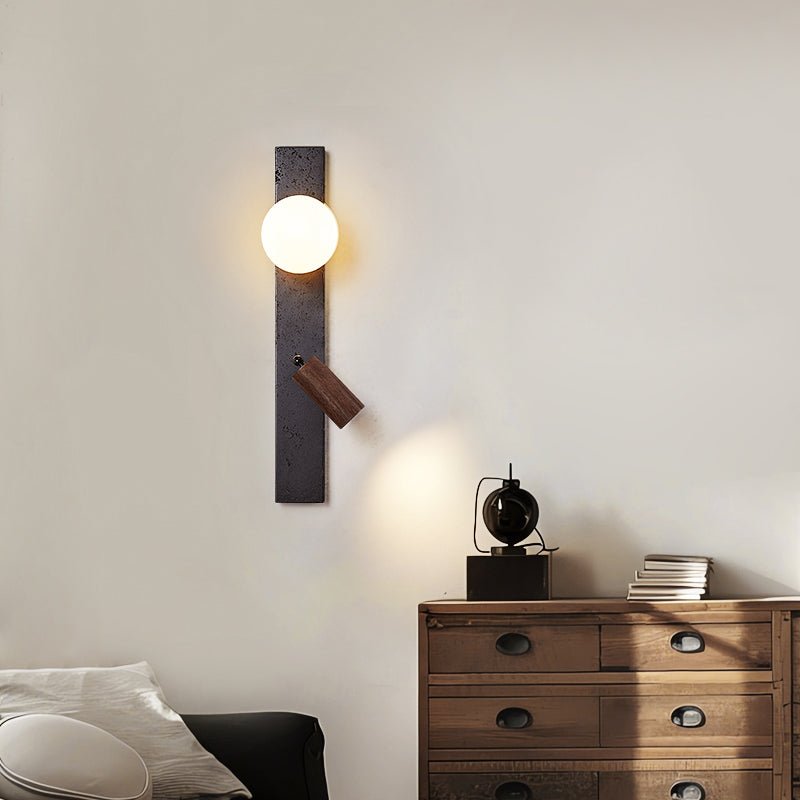 Nirv Beam Black Travertine Modern Wall Lamp-Neutral Decor