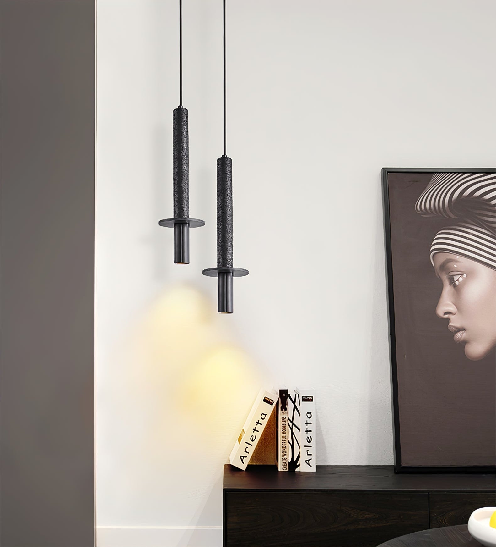 Talem Dual Cylinder Travertine Pendant Light-Neutral Decor