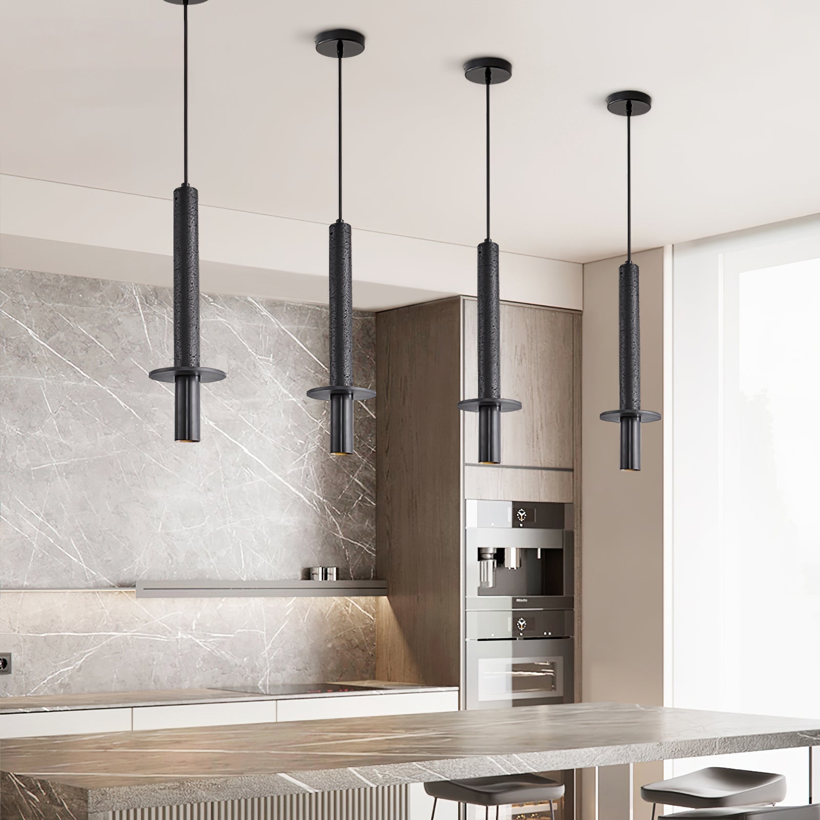 Talem Dual Cylinder Travertine Pendant Light-Neutral Decor