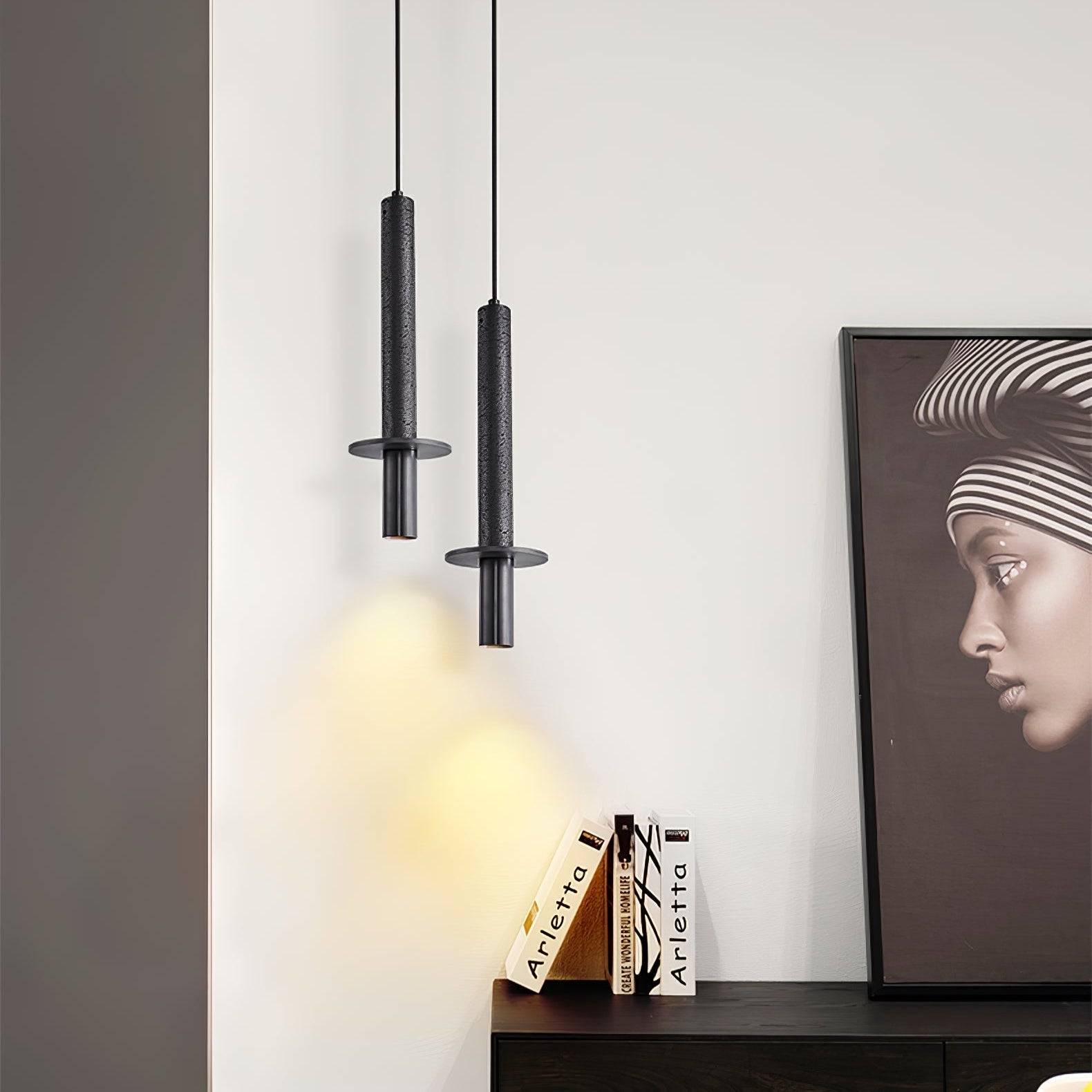 Talem Dual Cylinder Travertine Pendant Light-Neutral Decor