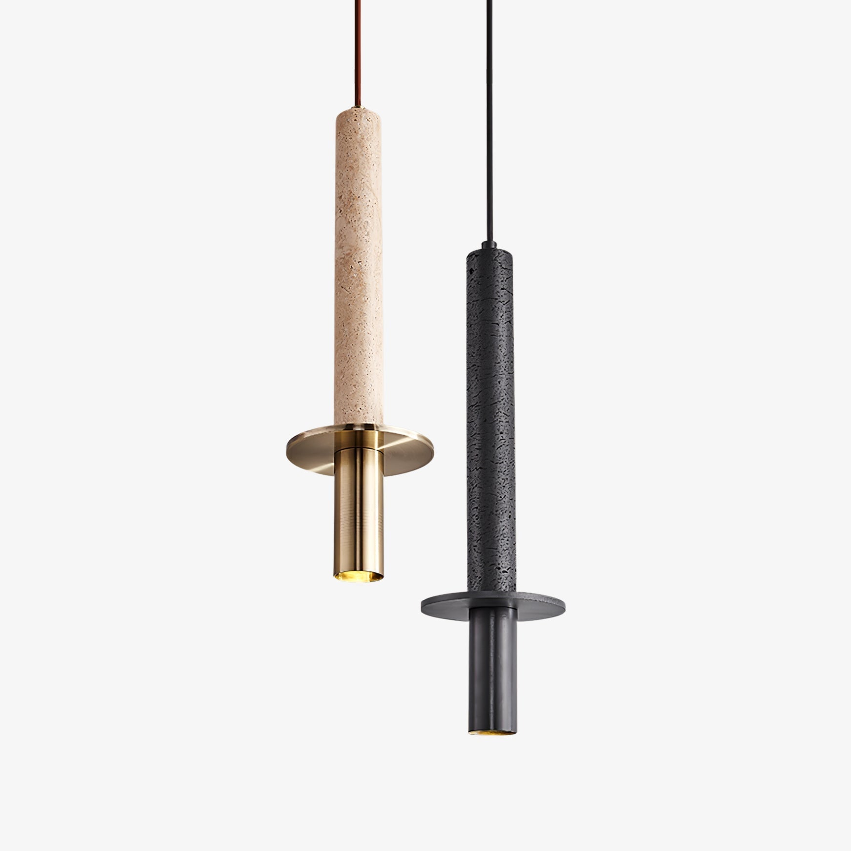 Talem Dual Cylinder Travertine Pendant Light-Neutral Decor