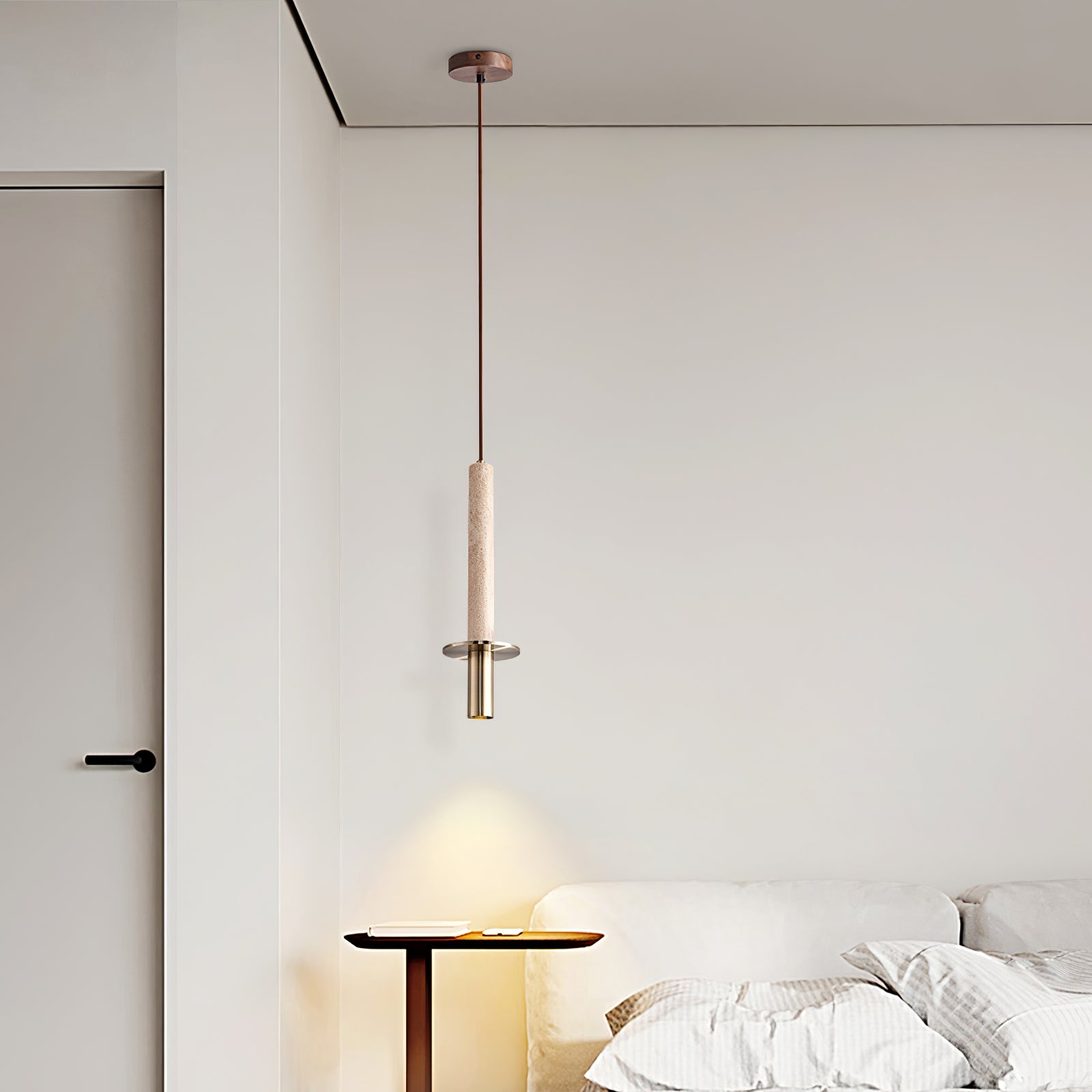 Talem Dual Cylinder Travertine Pendant Light-Neutral Decor