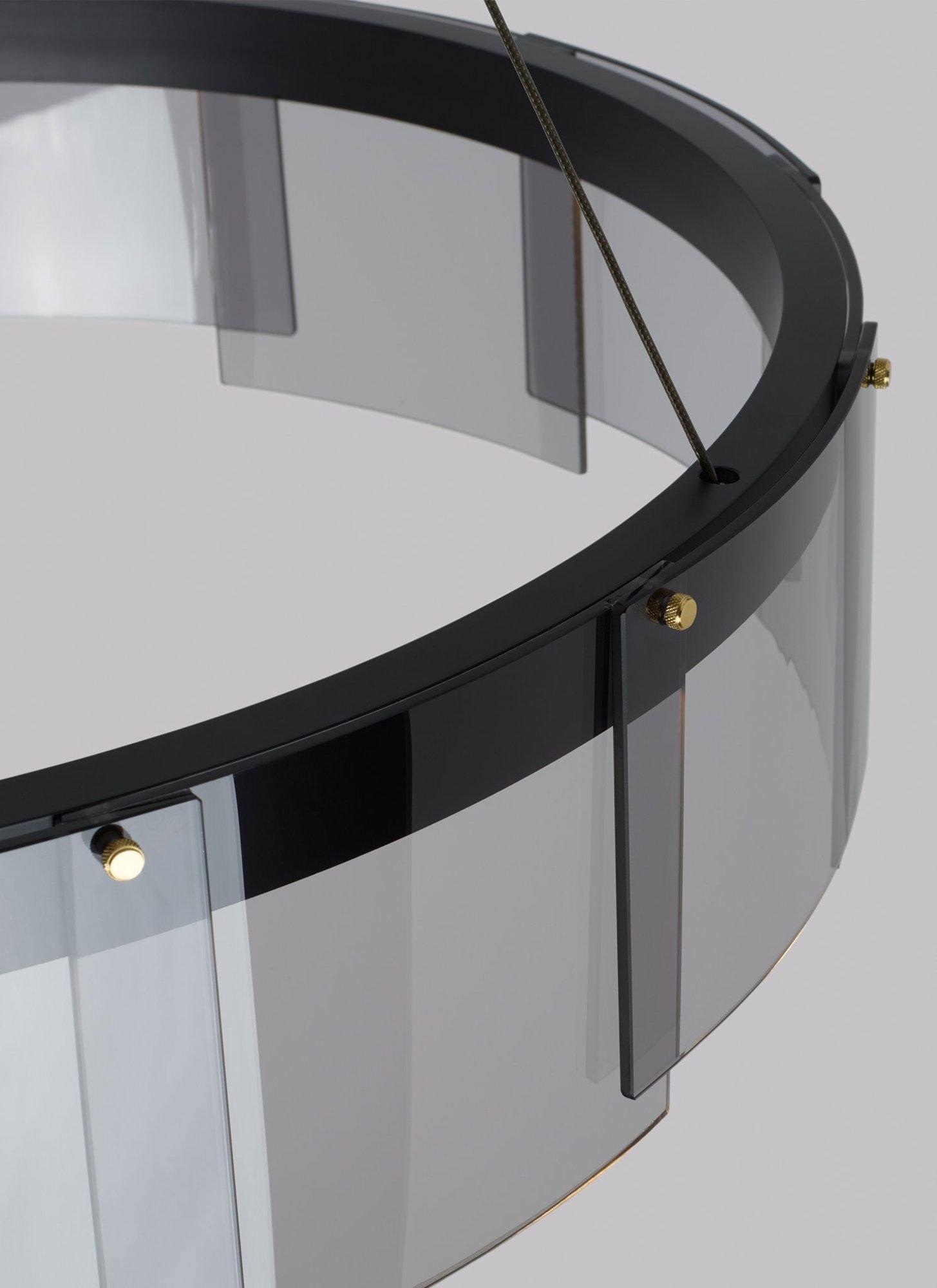Lustra Chandelier LED Ring Black Glass Modern-Neutral Decor