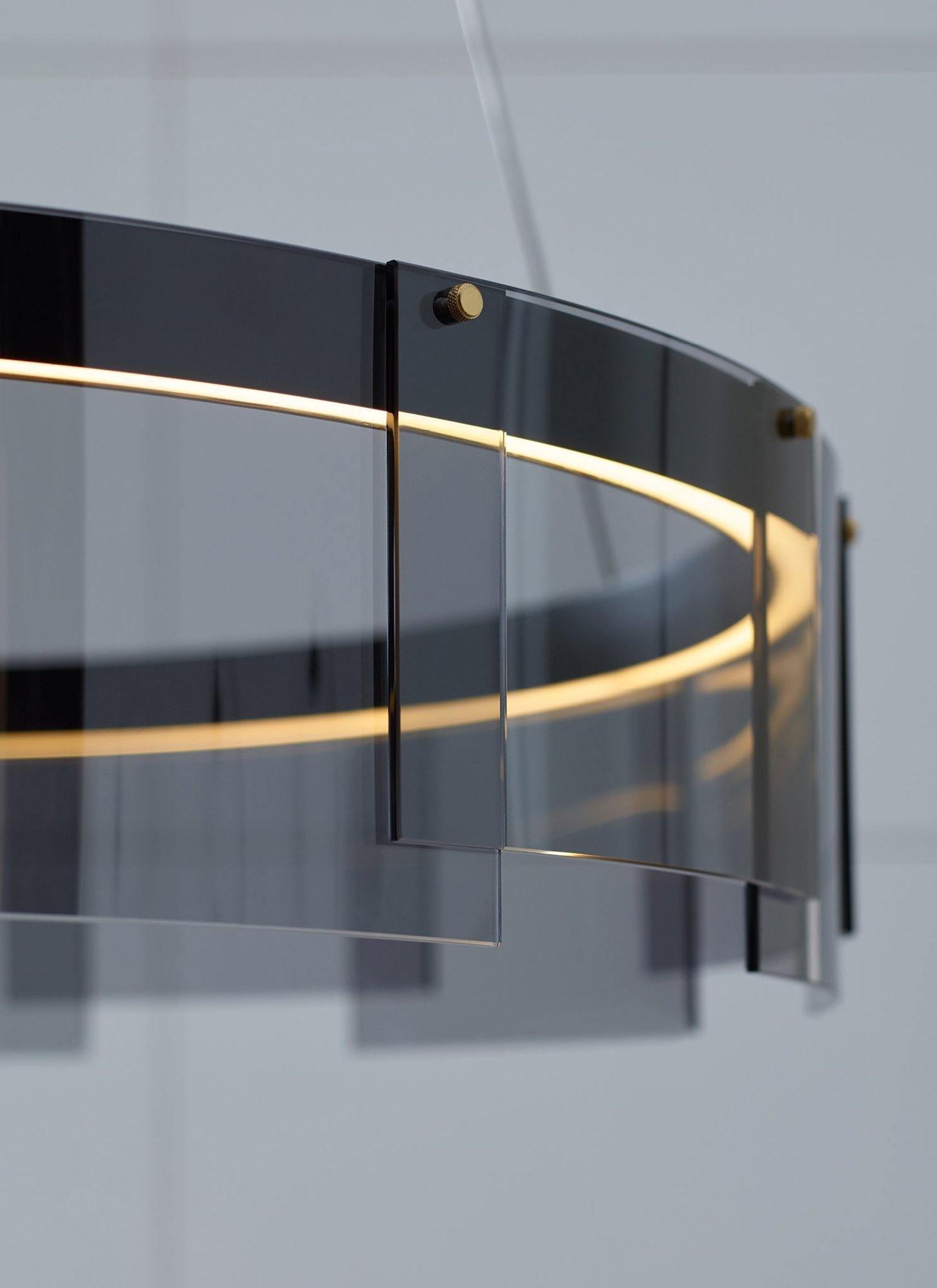 Lustra Chandelier LED Ring Black Glass Modern-Neutral Decor