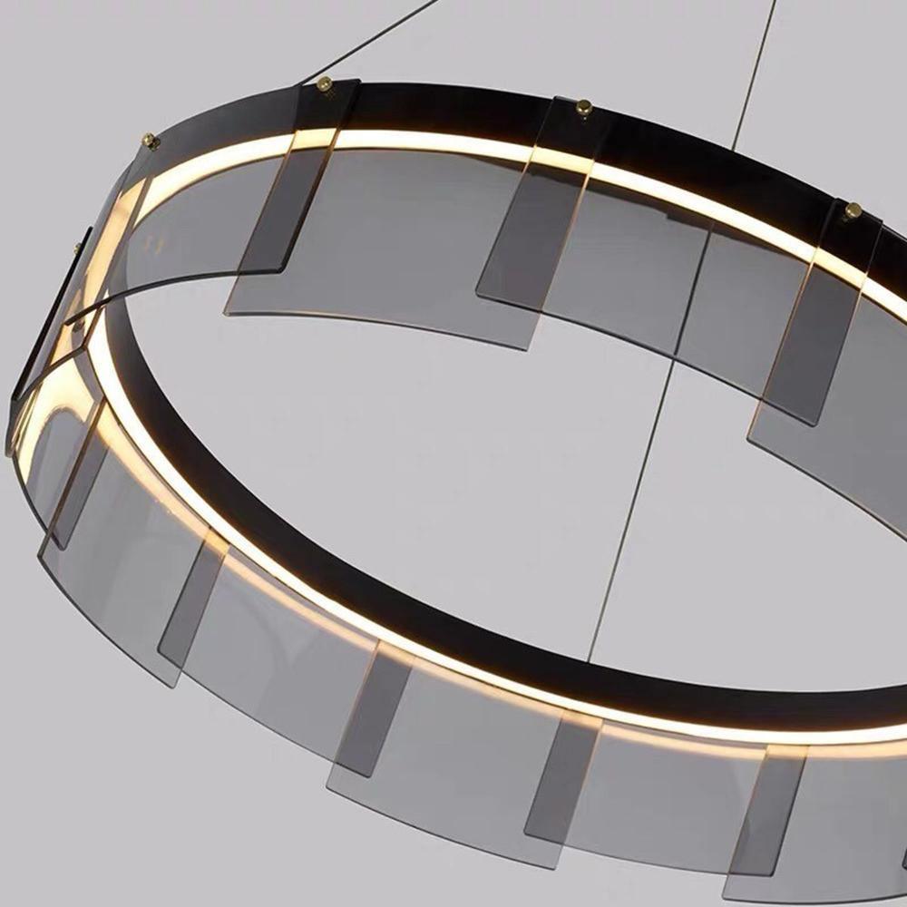 Lustra Chandelier LED Ring Black Glass Modern-Neutral Decor