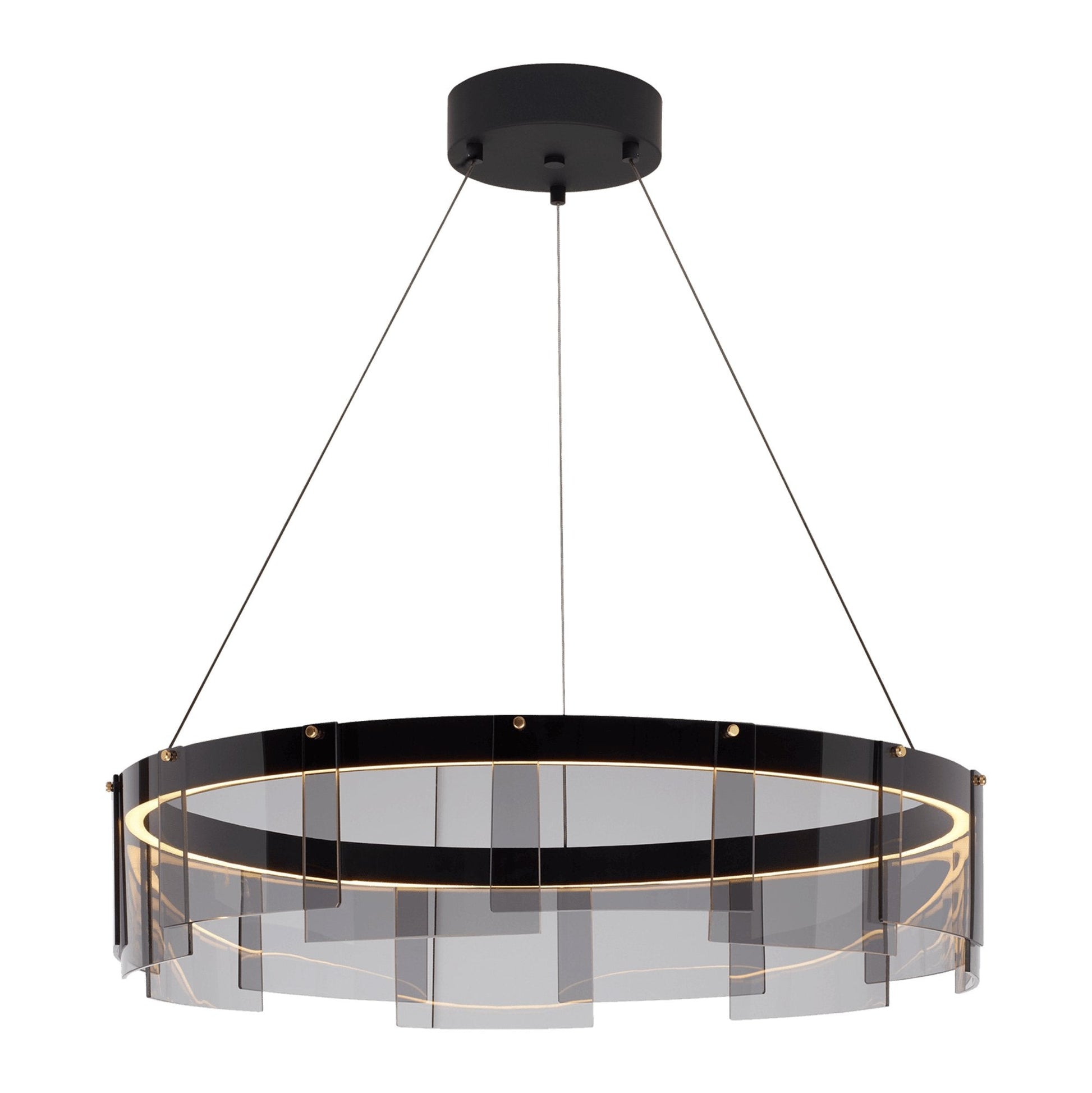 Lustra Chandelier LED Ring Black Glass Modern-Neutral Decor