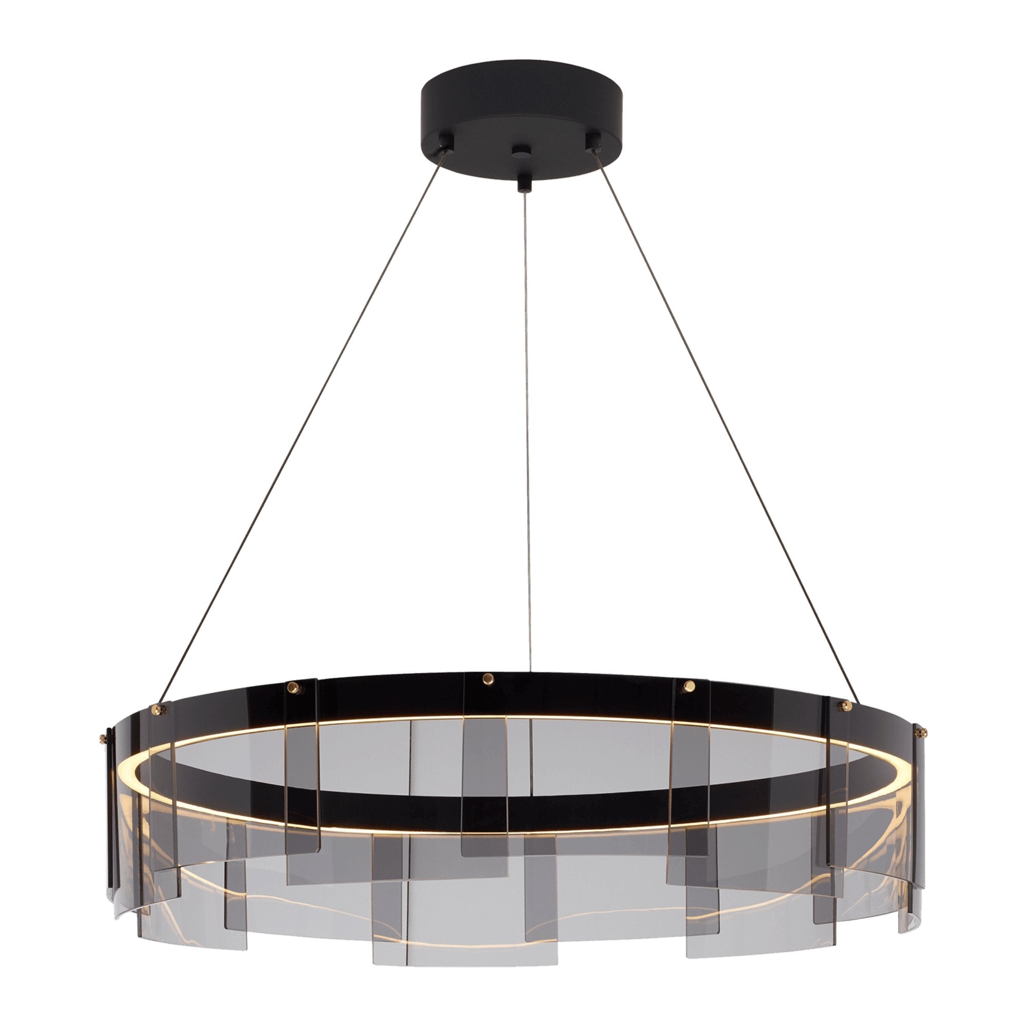 Lustra Chandelier LED Ring Black Glass Modern-Neutral Decor